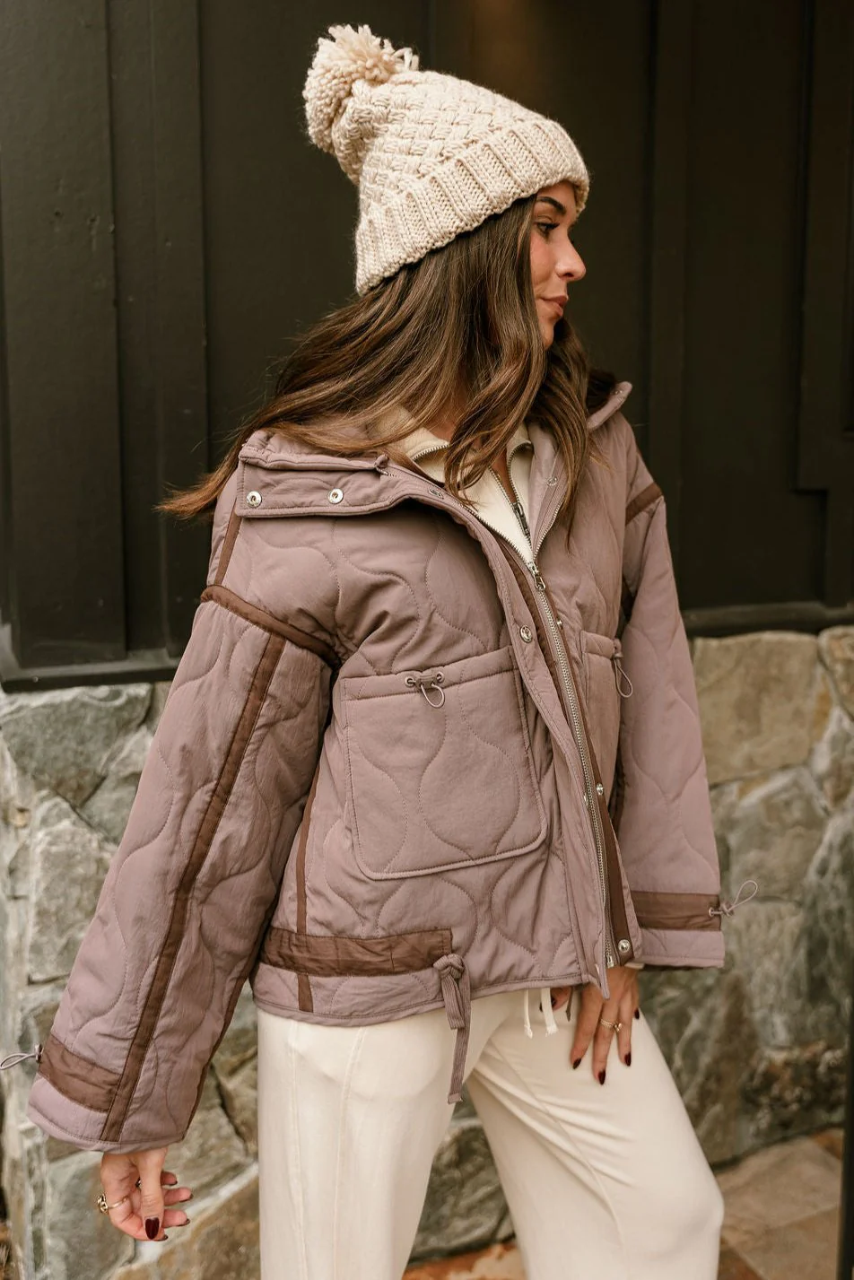 Charlotte Mocha Quilted Puffer Jacket - Image 7