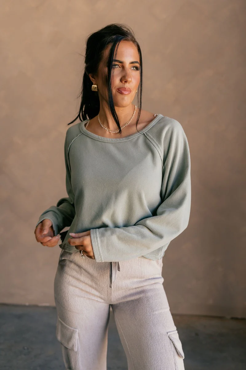 Charlotte Sage Green Raglan Sweatshirt - Image 2