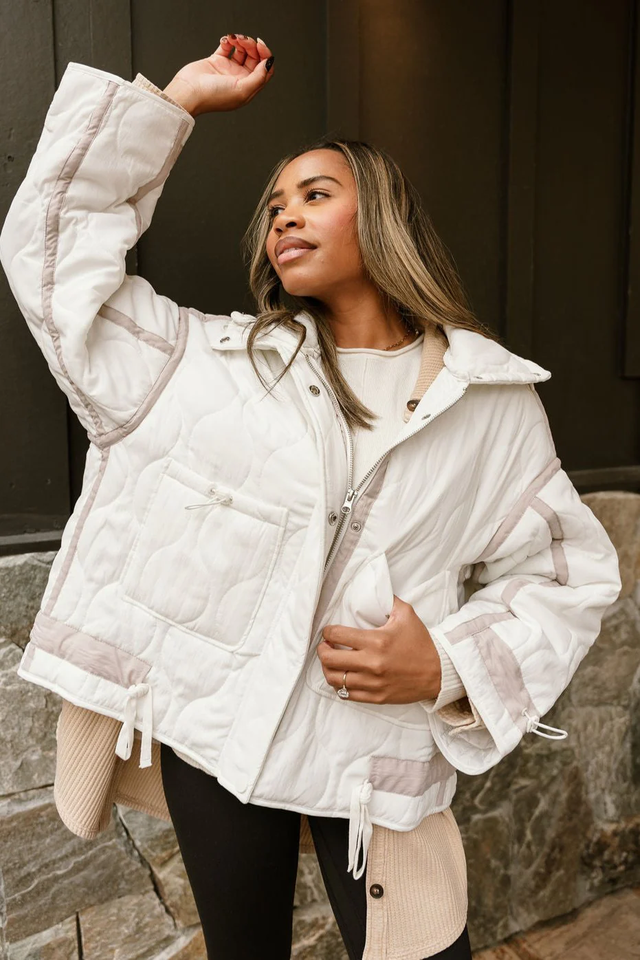 Charlotte White Quilted Puffer Jacket