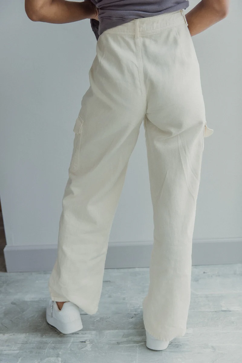 Charmed Life Cargo Pants in Cream - Image 4