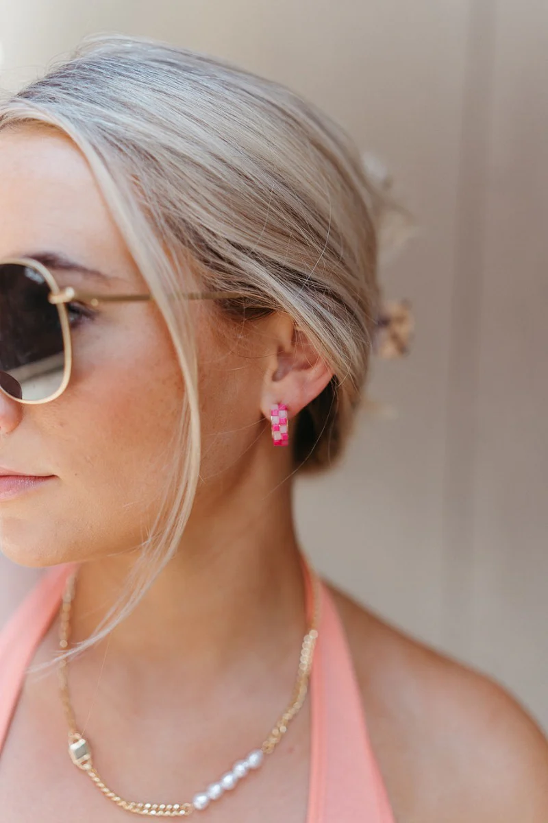 Checkmate Earring in Pink - Image 2
