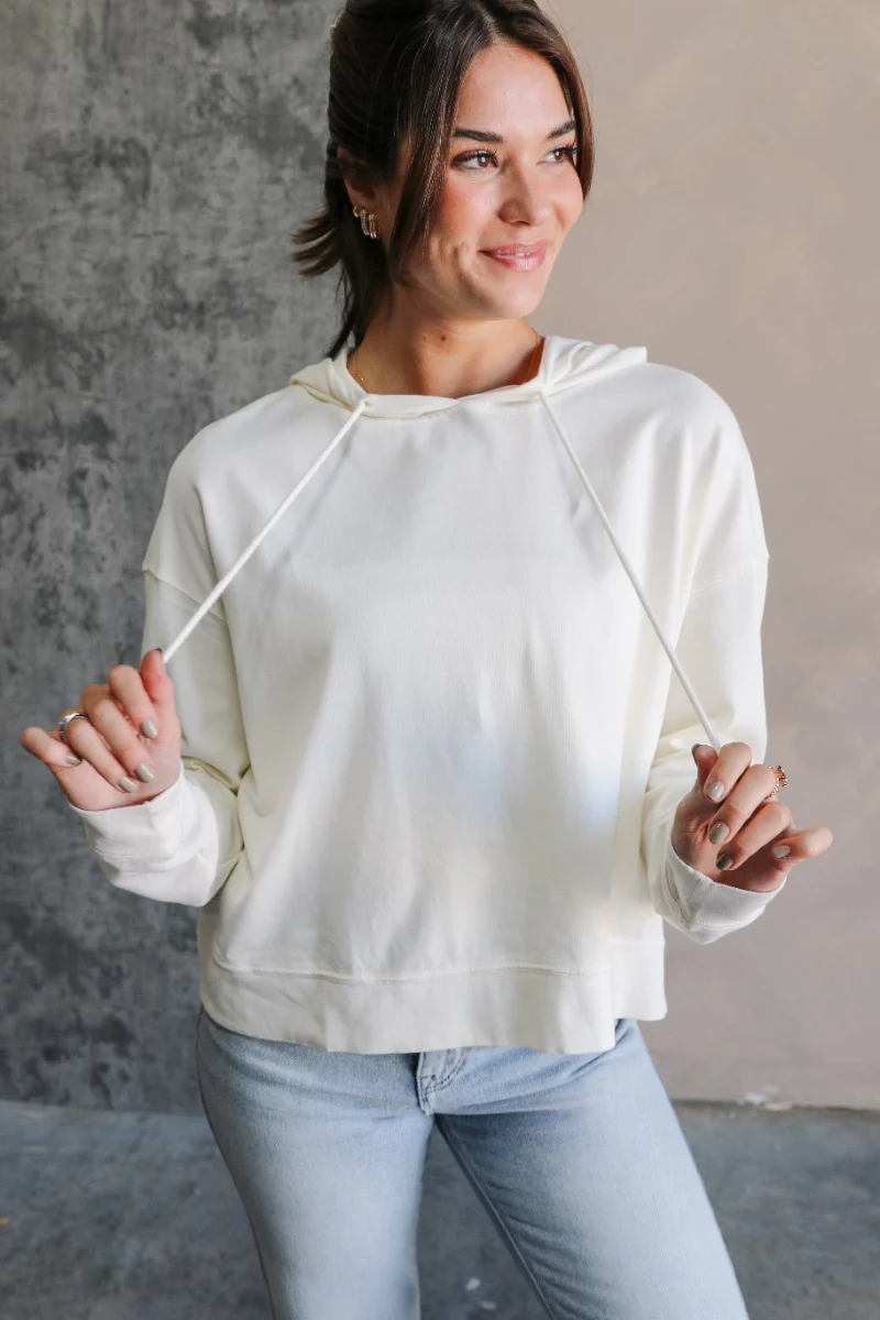 Chloe Cream Hoodie Long Sleeve Sweatshirt - Image 3