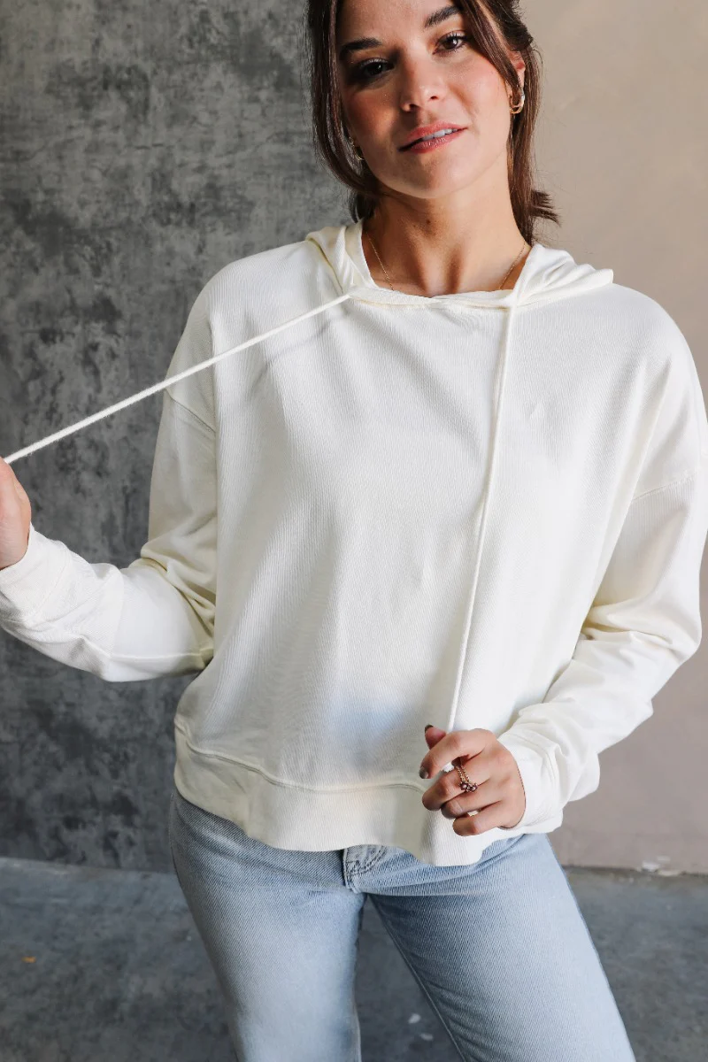 Chloe Cream Hoodie Long Sleeve Sweatshirt - Image 4