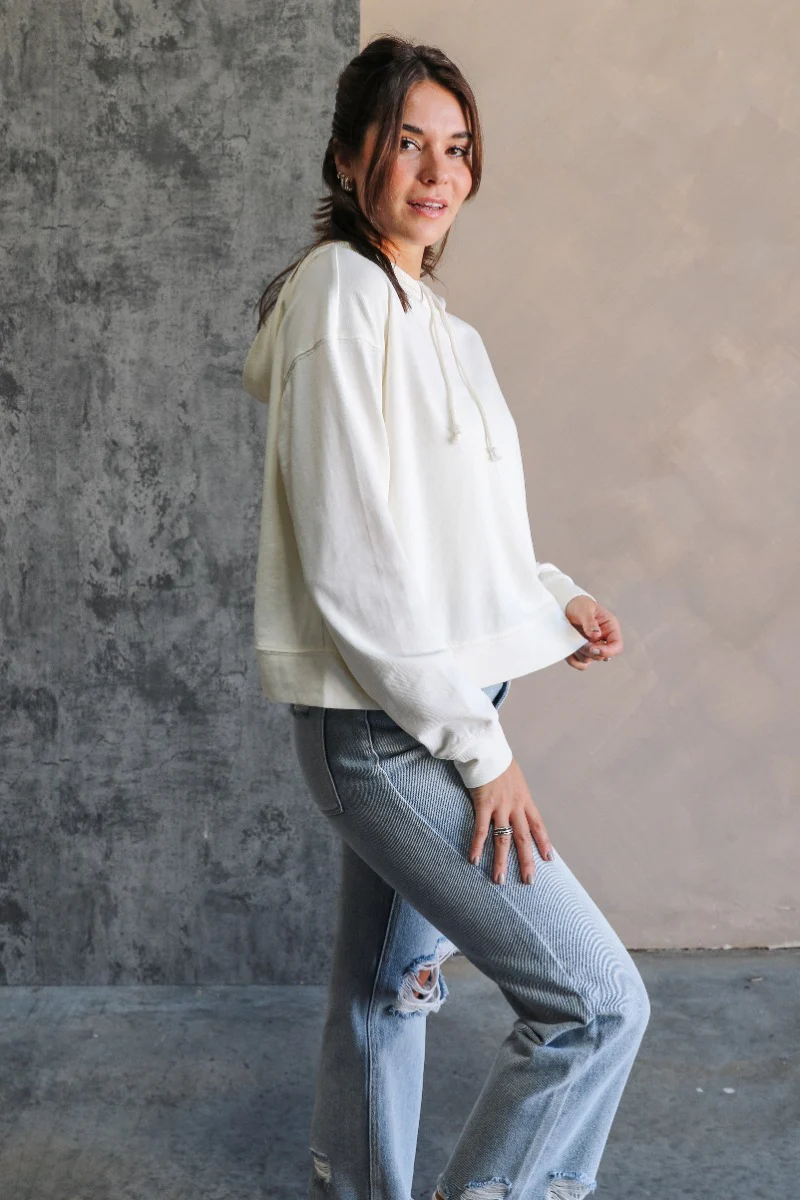 Chloe Cream Hoodie Long Sleeve Sweatshirt - Image 5