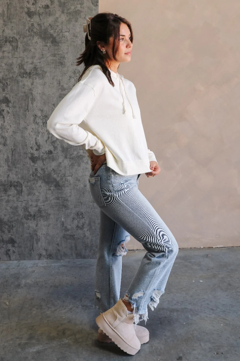Chloe Cream Hoodie Long Sleeve Sweatshirt - Image 6