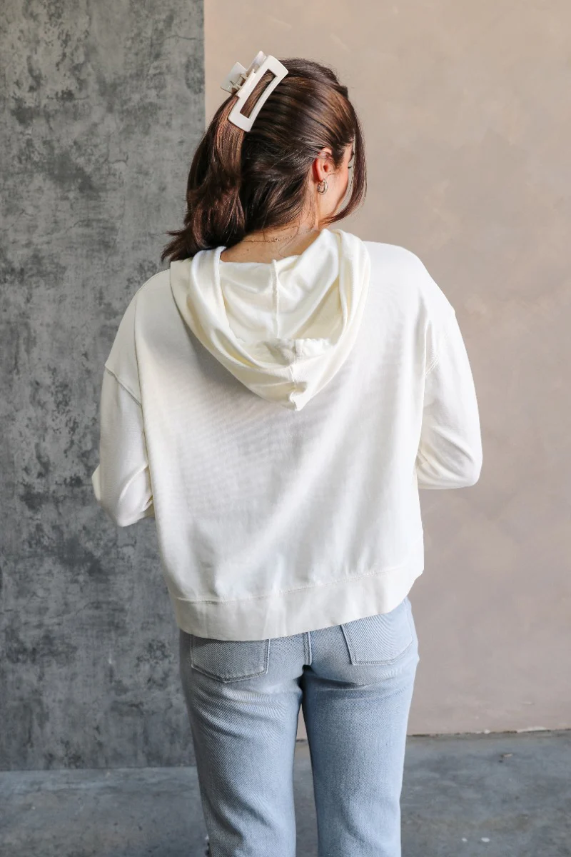 Chloe Cream Hoodie Long Sleeve Sweatshirt - Image 7