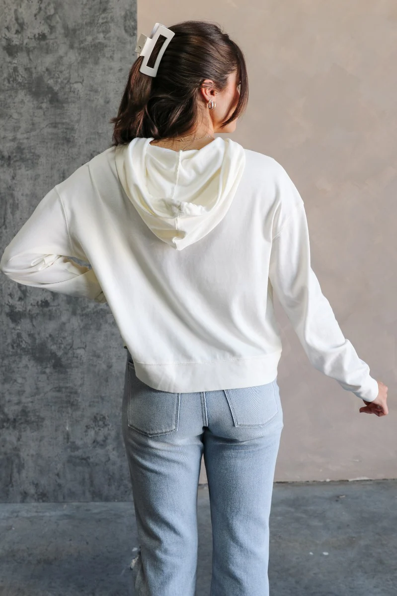 Chloe Cream Hoodie Long Sleeve Sweatshirt - Image 8