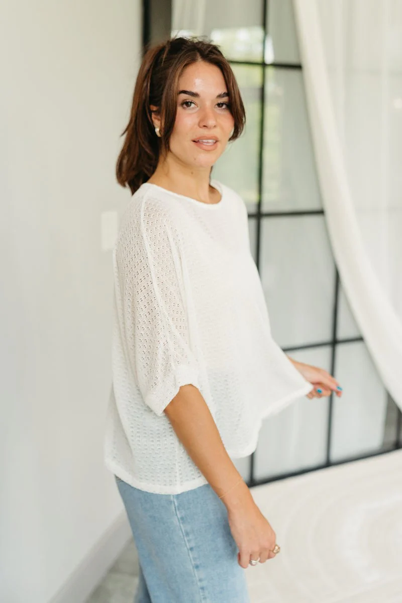 Chloe Dolman Sleeve Open Knit Top - Image 2
