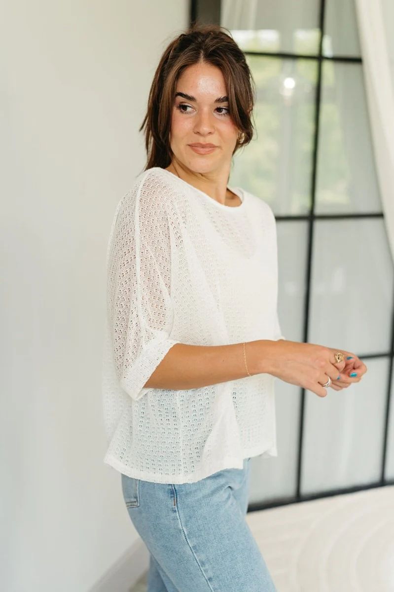 Chloe Dolman Sleeve Open Knit Top - Image 3