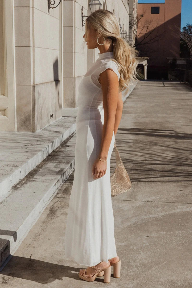 Chloe Ivory Mesh Lined Maxi Dress - Image 3