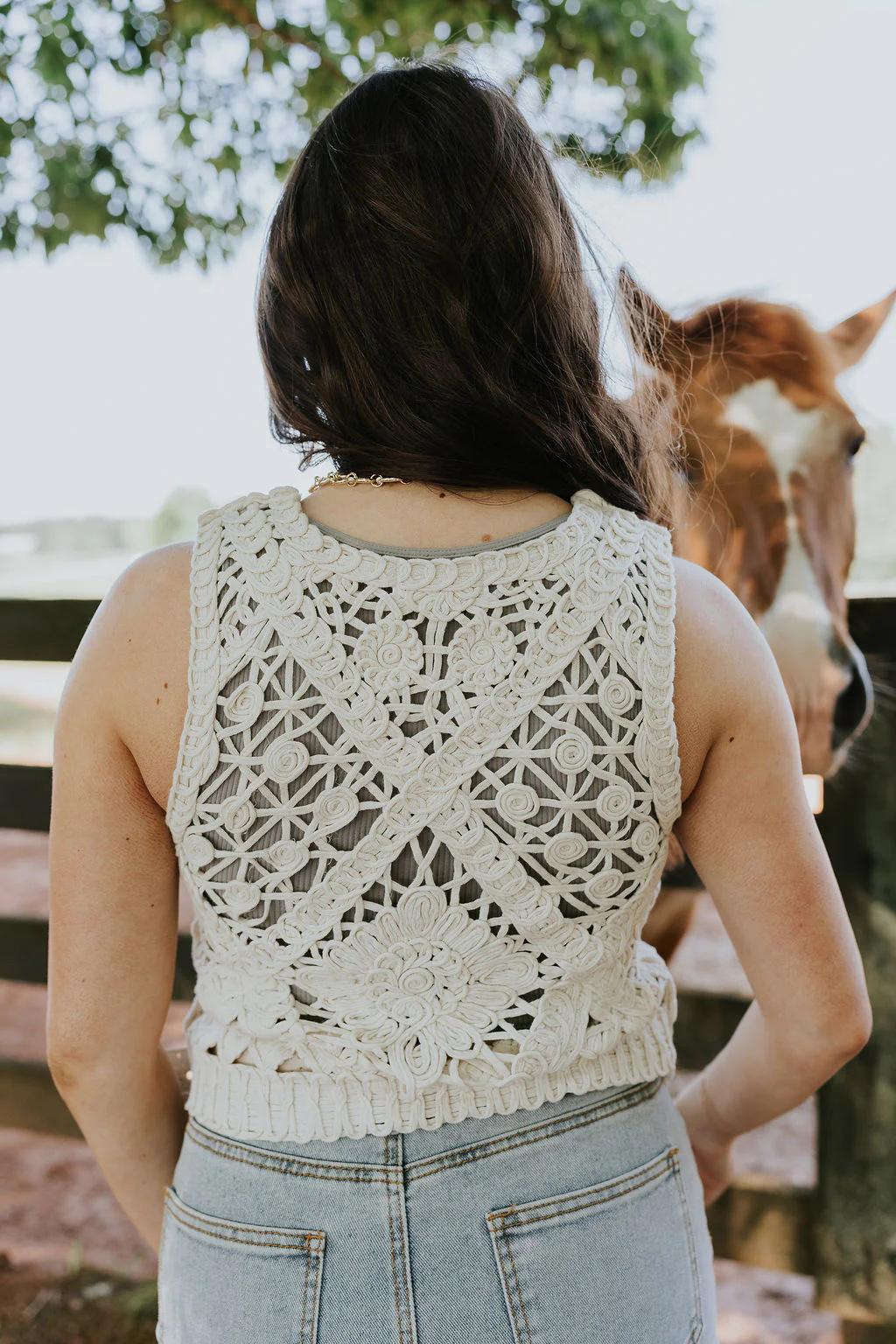 Clara Natural Crochet Medallion Tank - Image 10