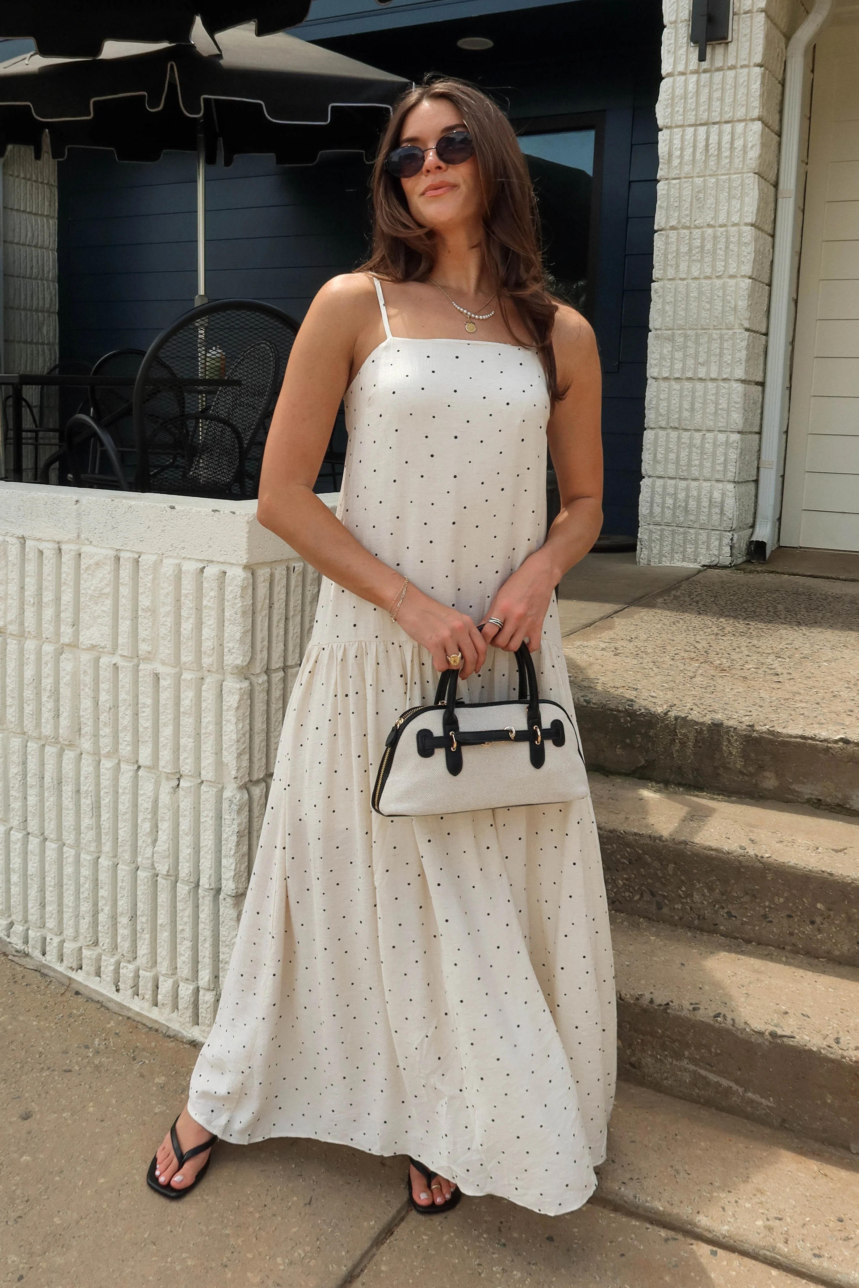 Cleo Cream & Black Polka Dot Maxi Dress - Image 6