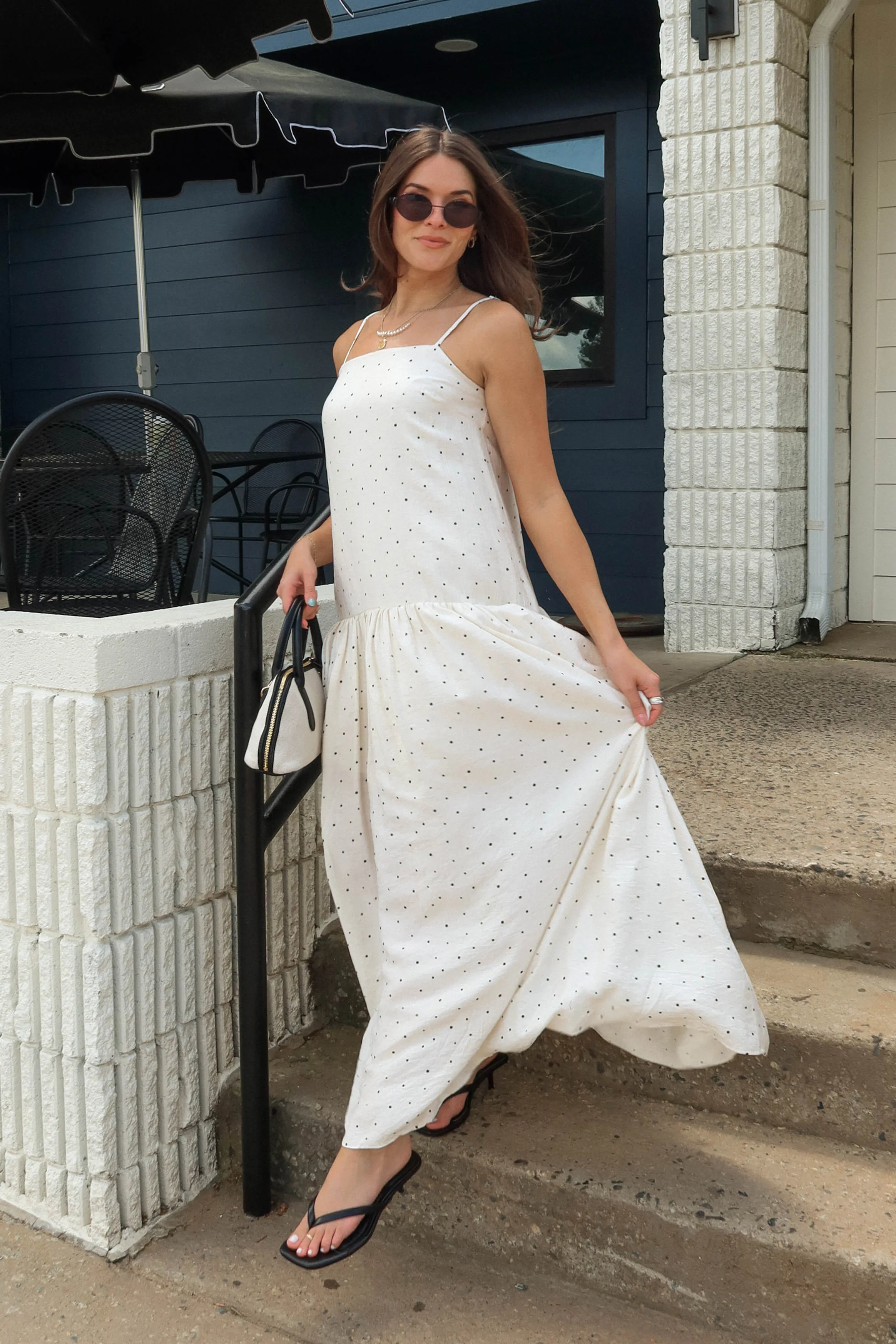 Cleo Cream & Black Polka Dot Maxi Dress - Image 8