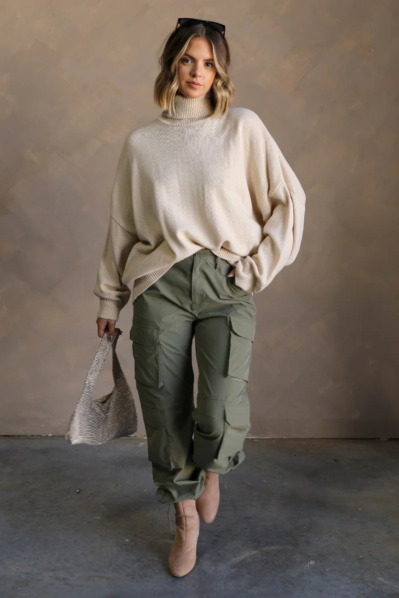 Cleo Olive Parachute Cargo Pants