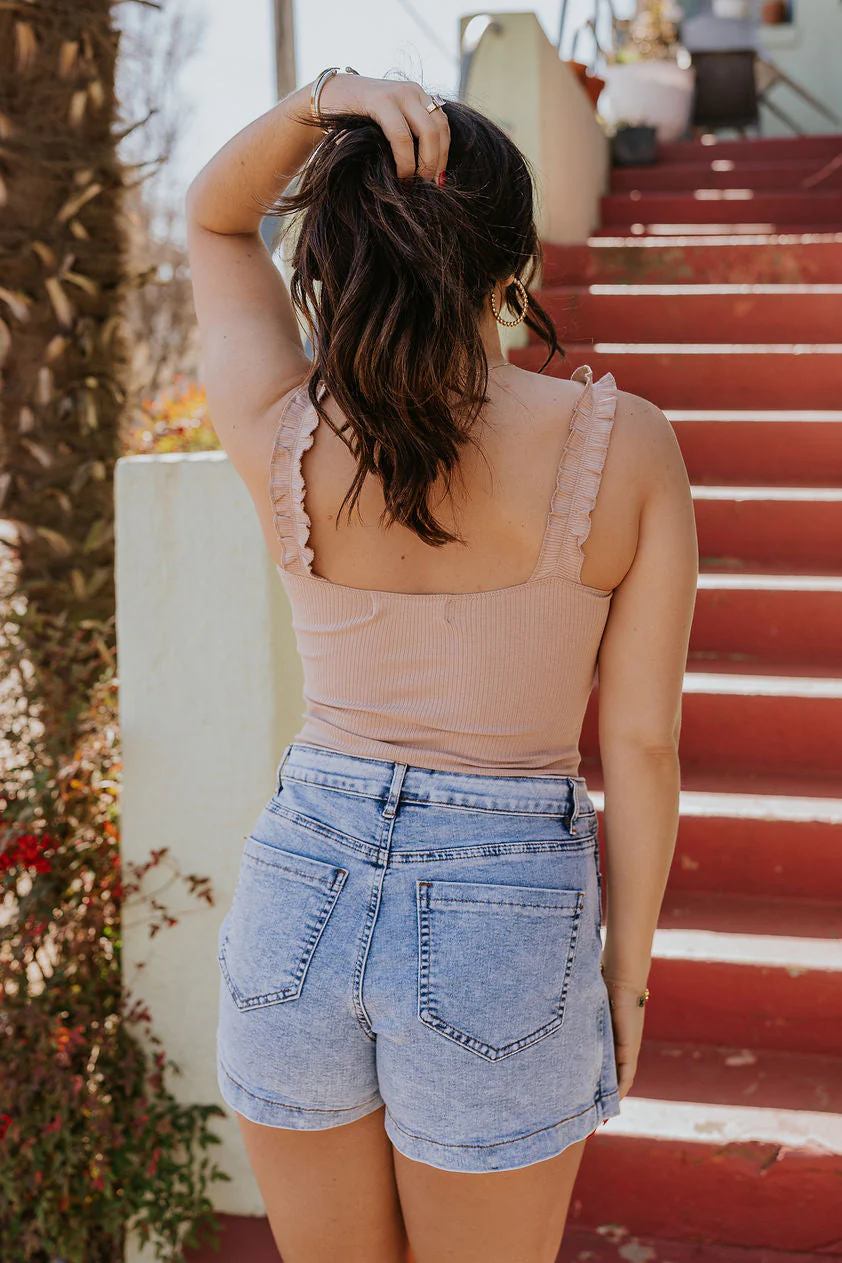 Emilia Tan Ruffle Straps Bodysuit - Image 8