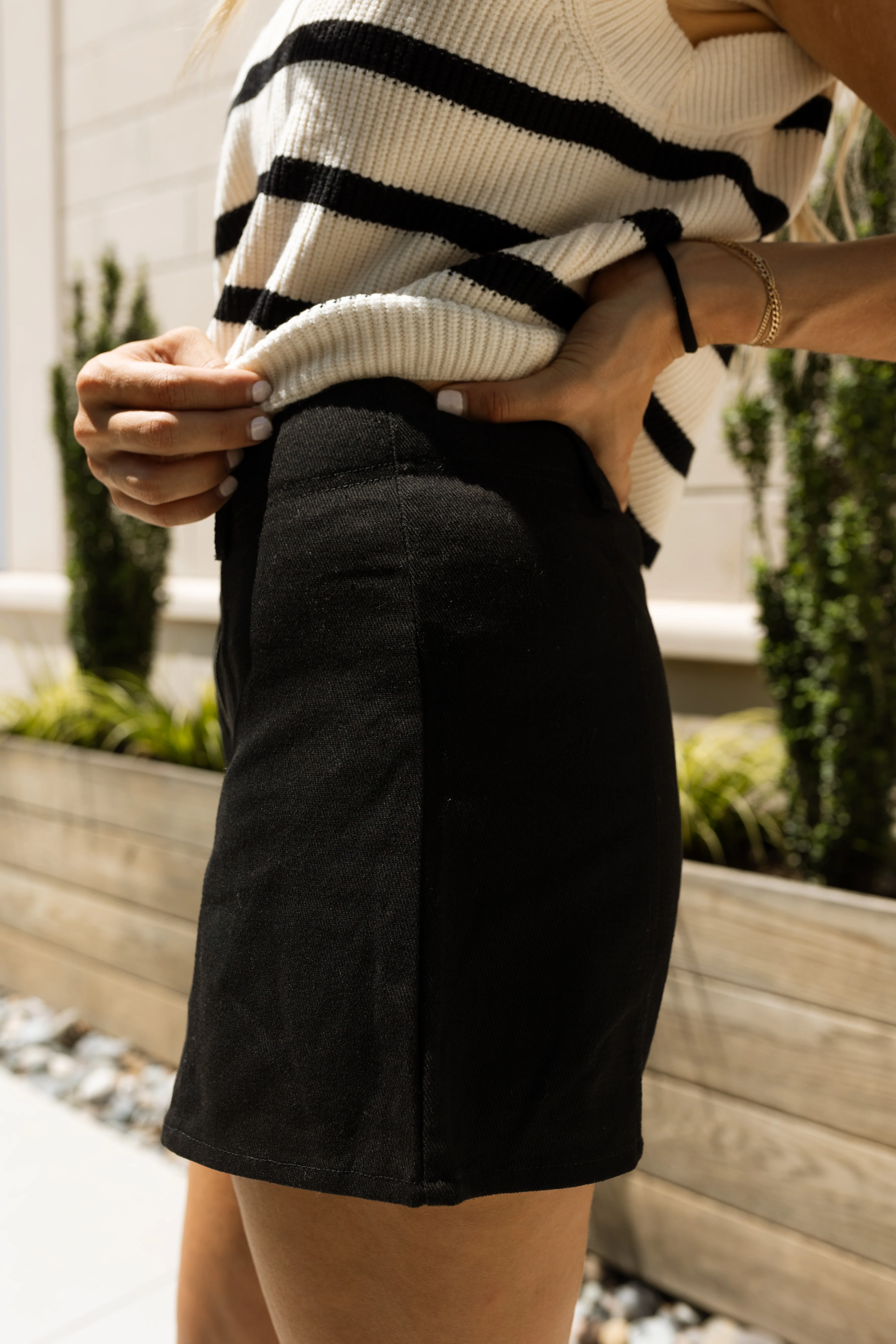 Cora Black Zip-Front Shorts - Image 3
