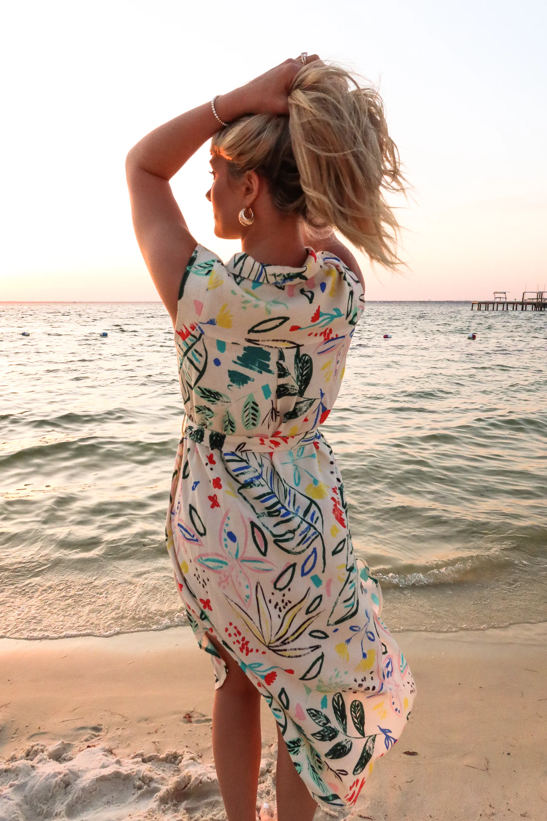 Coralie Cream Multi Floral Print Midi Dress - Image 6