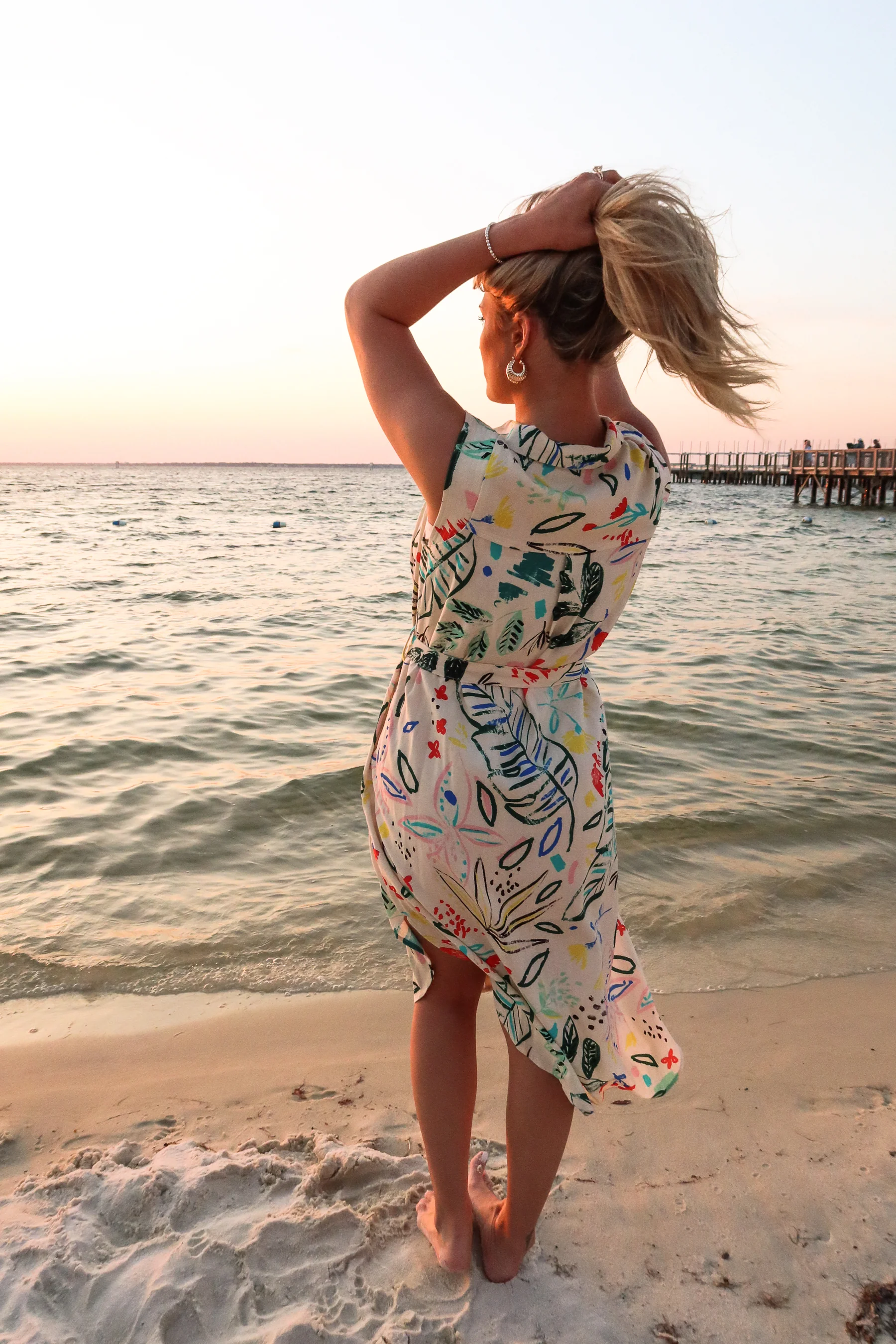 Coralie Cream Multi Floral Print Midi Dress - Image 7
