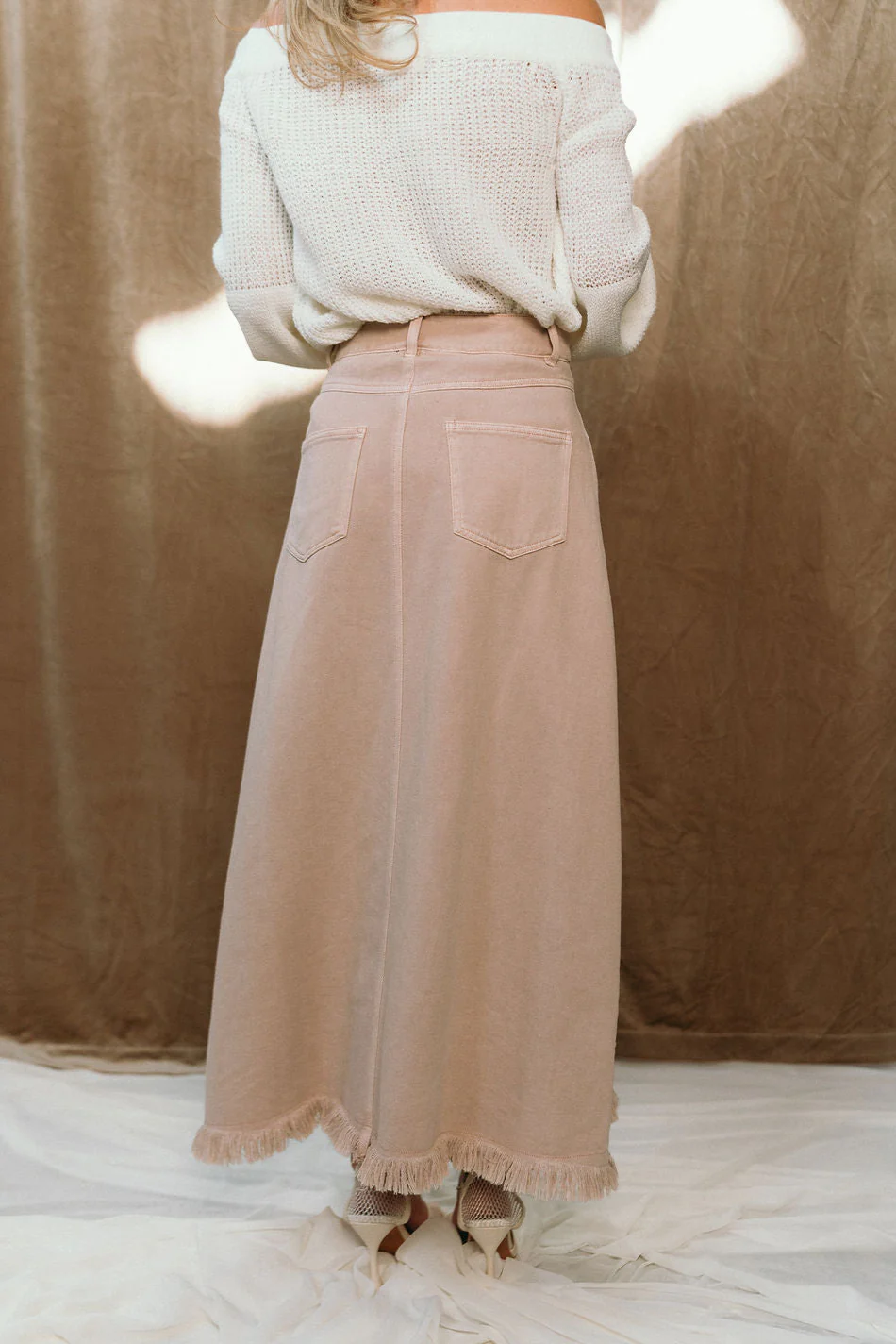 Corinne Mauve Denim Midi Skirt - Image 5