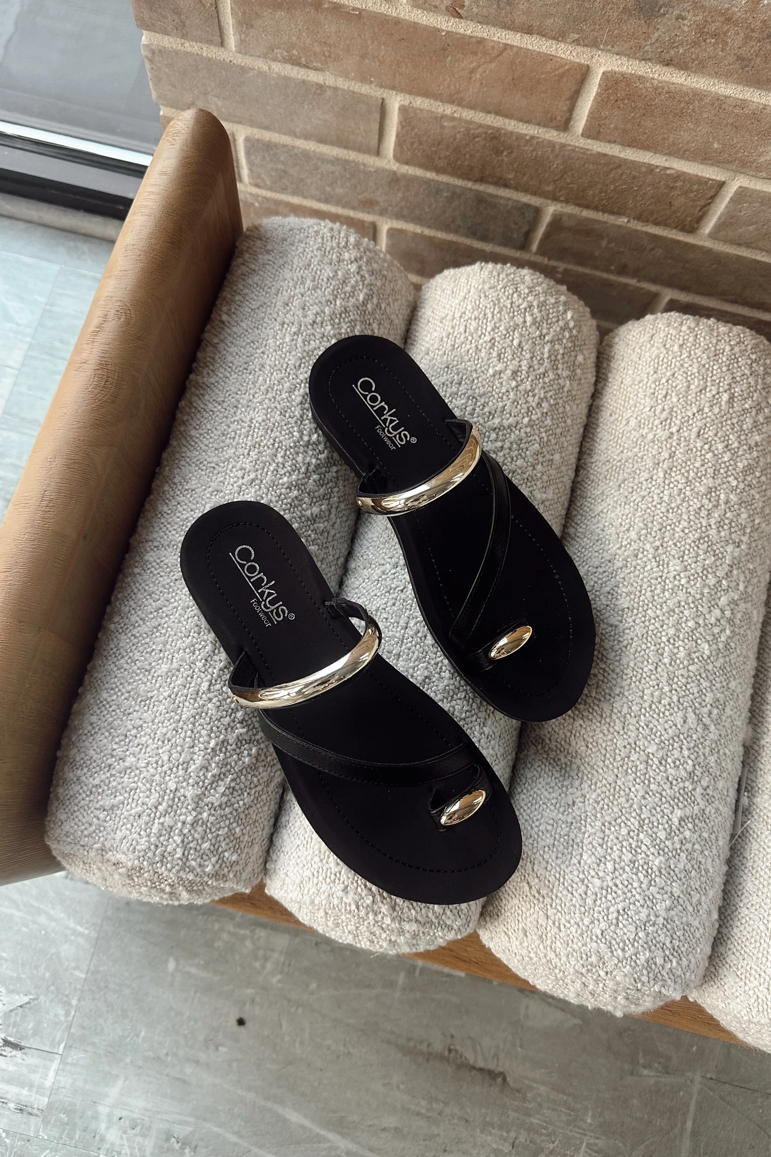 Corkys Hit The Strip Black Sandal