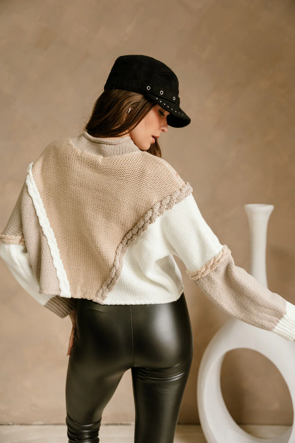 Tessa Taupe Multi Braided Sweater - Image 7