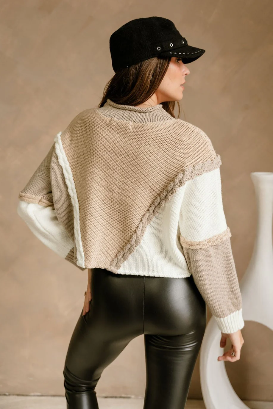 Tessa Taupe Multi Braided Sweater - Image 8