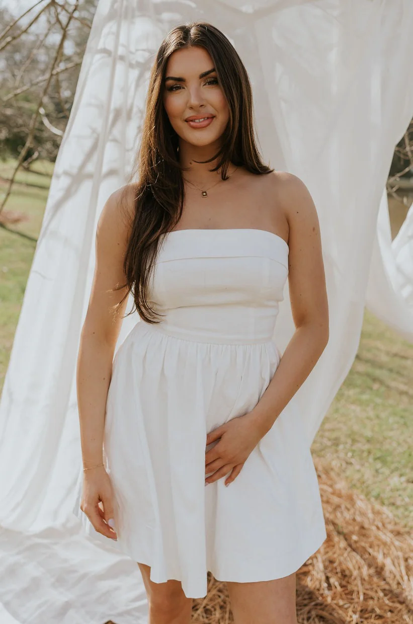 Abigail Strapless Flare Mini Dress - Image 2