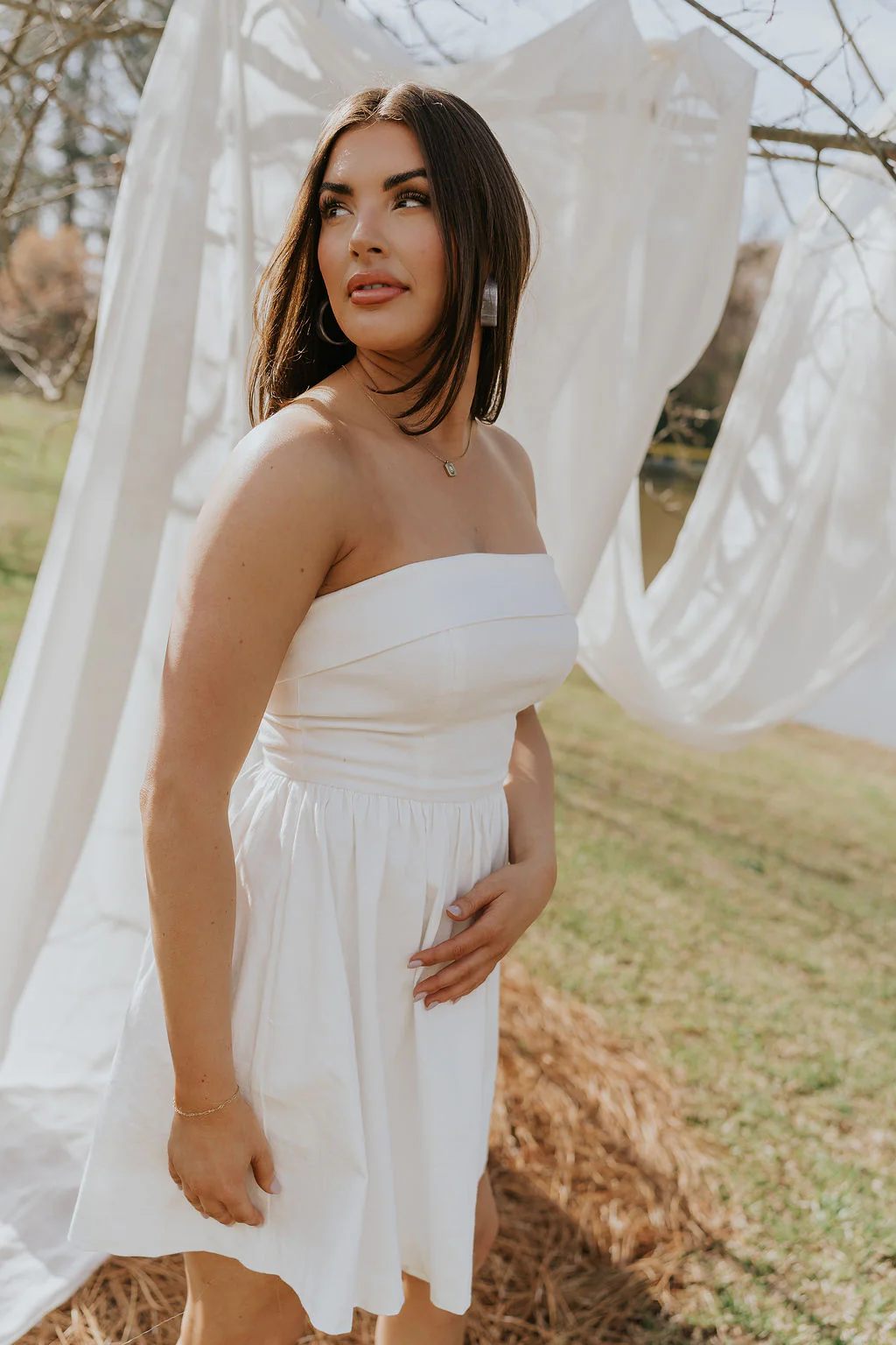 Abigail Strapless Flare Mini Dress - Image 3