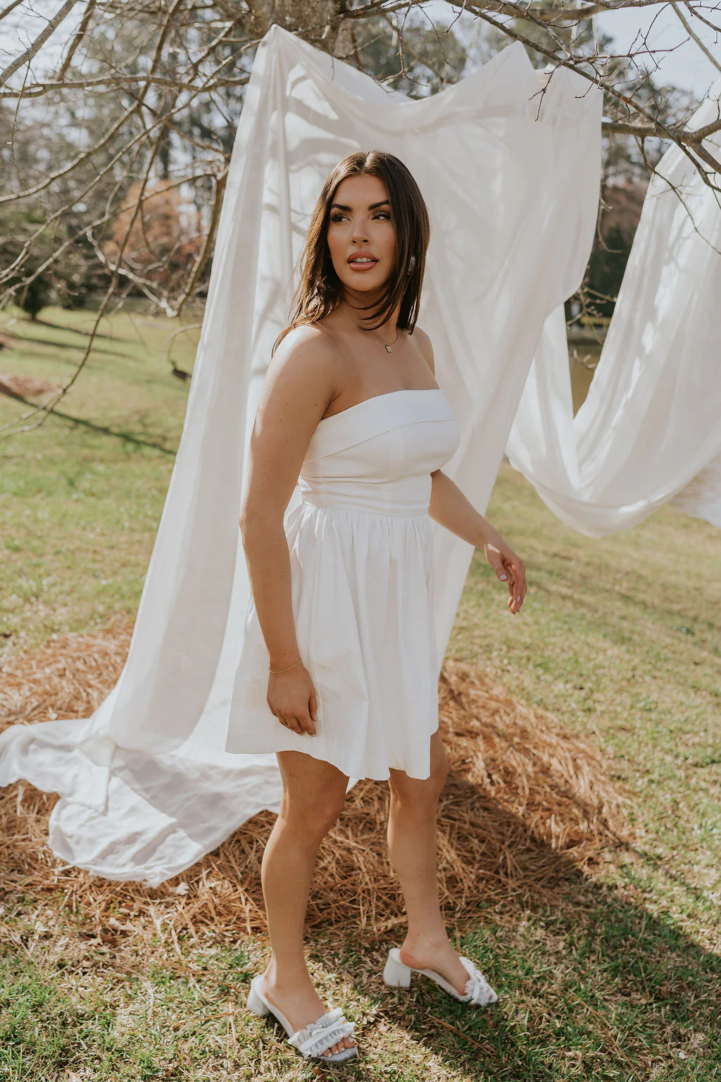 Abigail Strapless Flare Mini Dress - Image 4