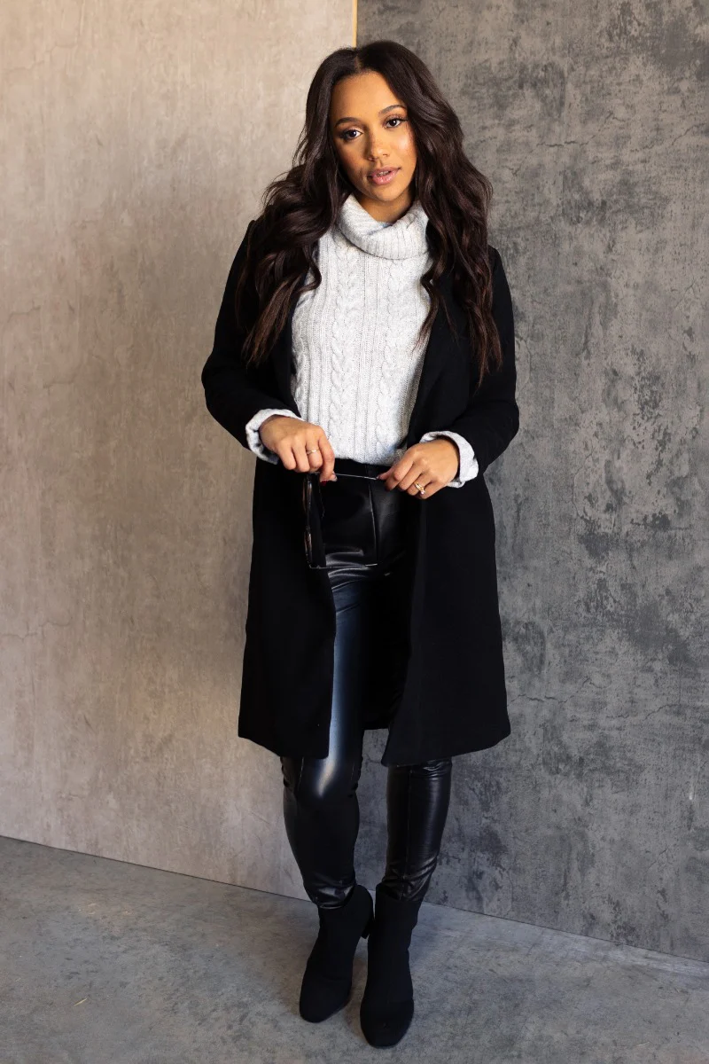 Dahlia Black Long Sleeve Coat - Image 2