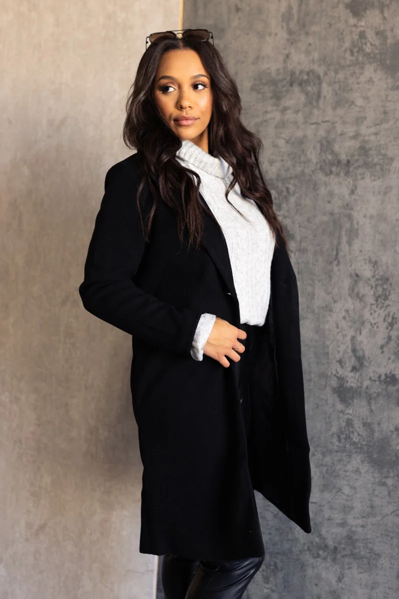 Dahlia Black Long Sleeve Coat - Image 4