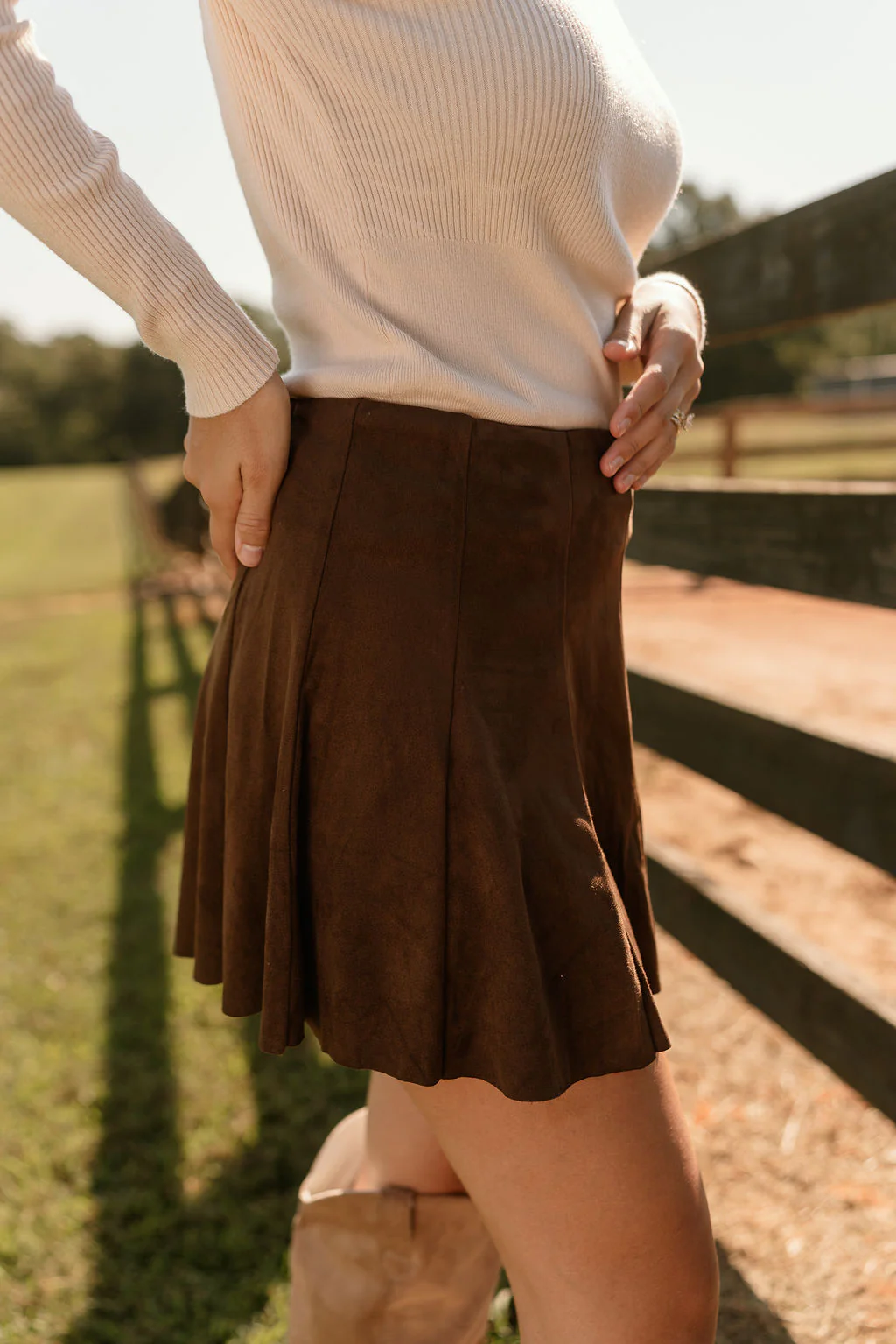Dahlia Dark Brown Suede Mini Skirt - Image 5