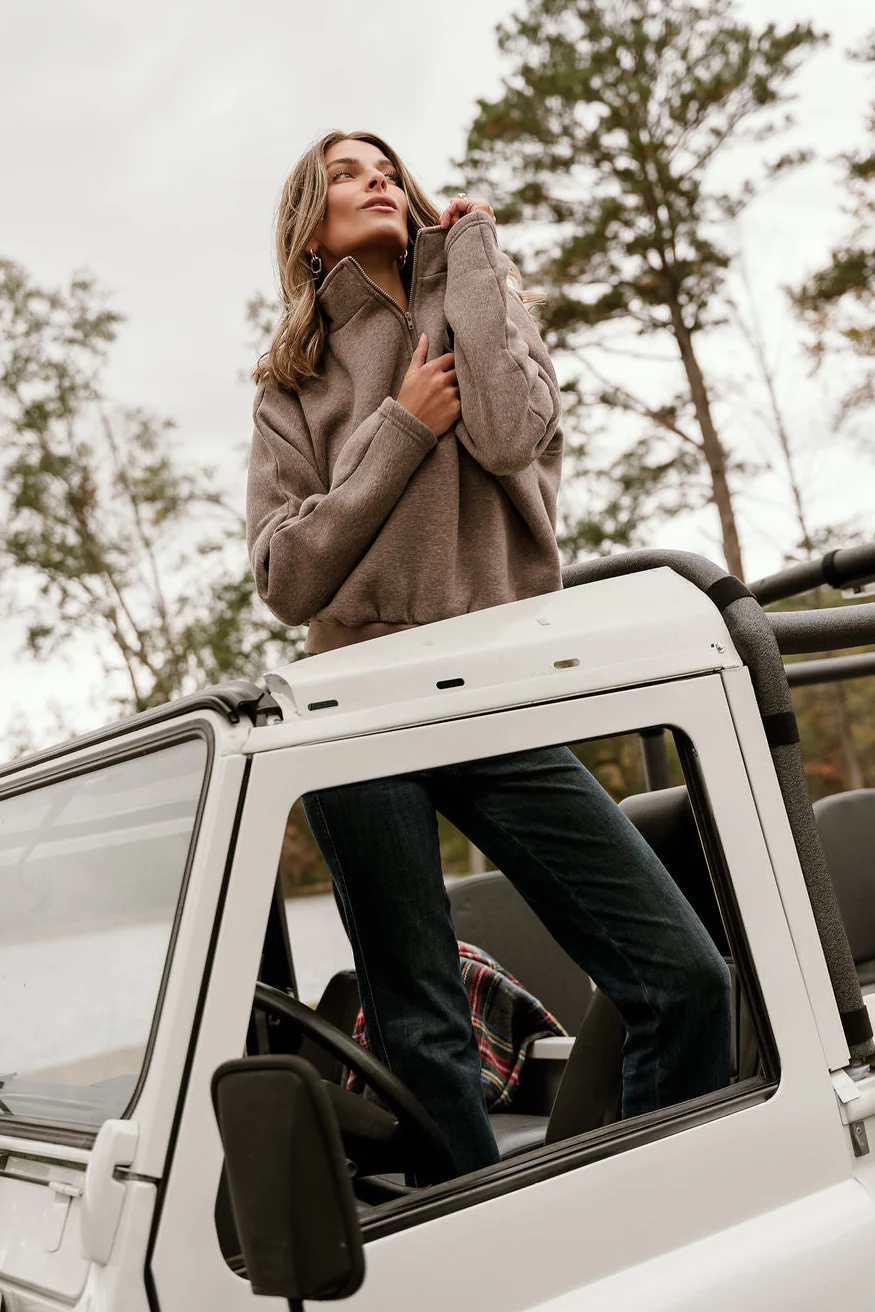 Dakota Brown Heather Quarter Zip Pullover - Image 6