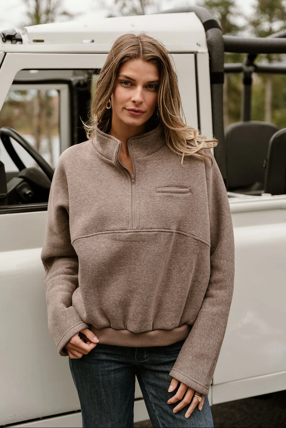 Dakota Brown Heather Quarter Zip Pullover - Image 8