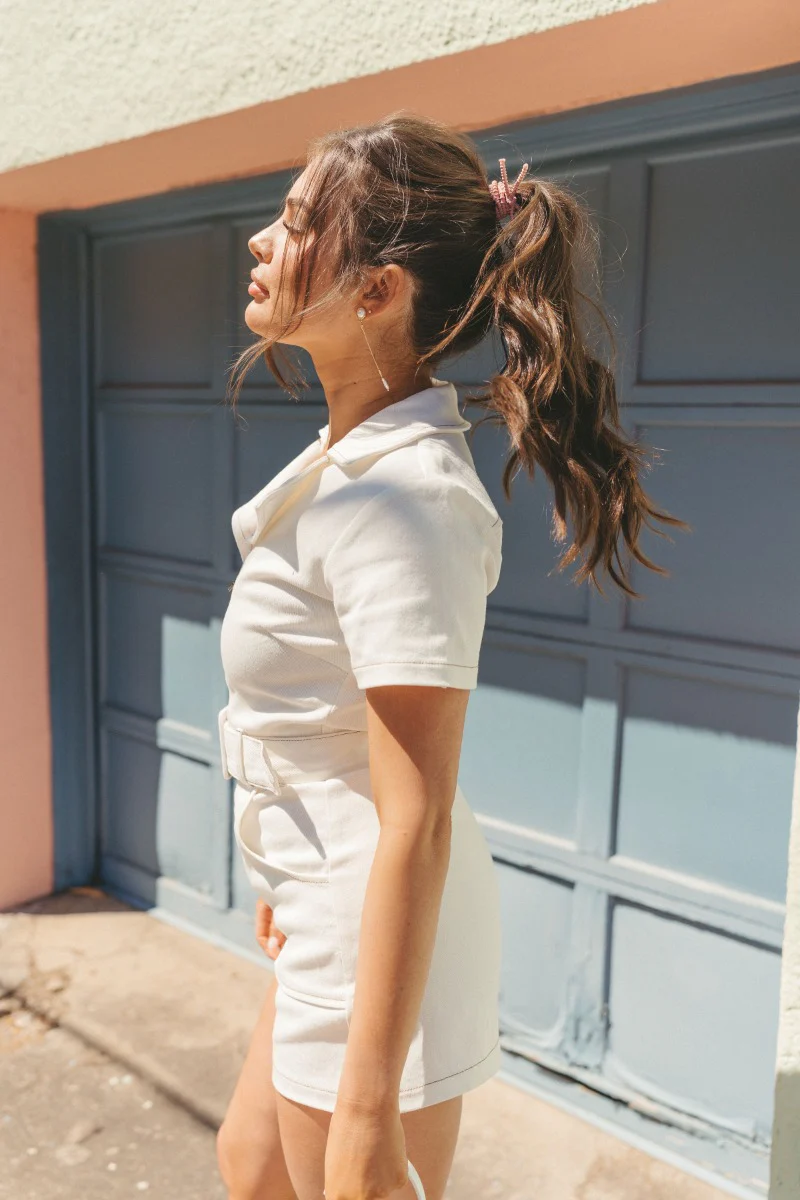 Dakota Denim Romper in Off White - Image 4