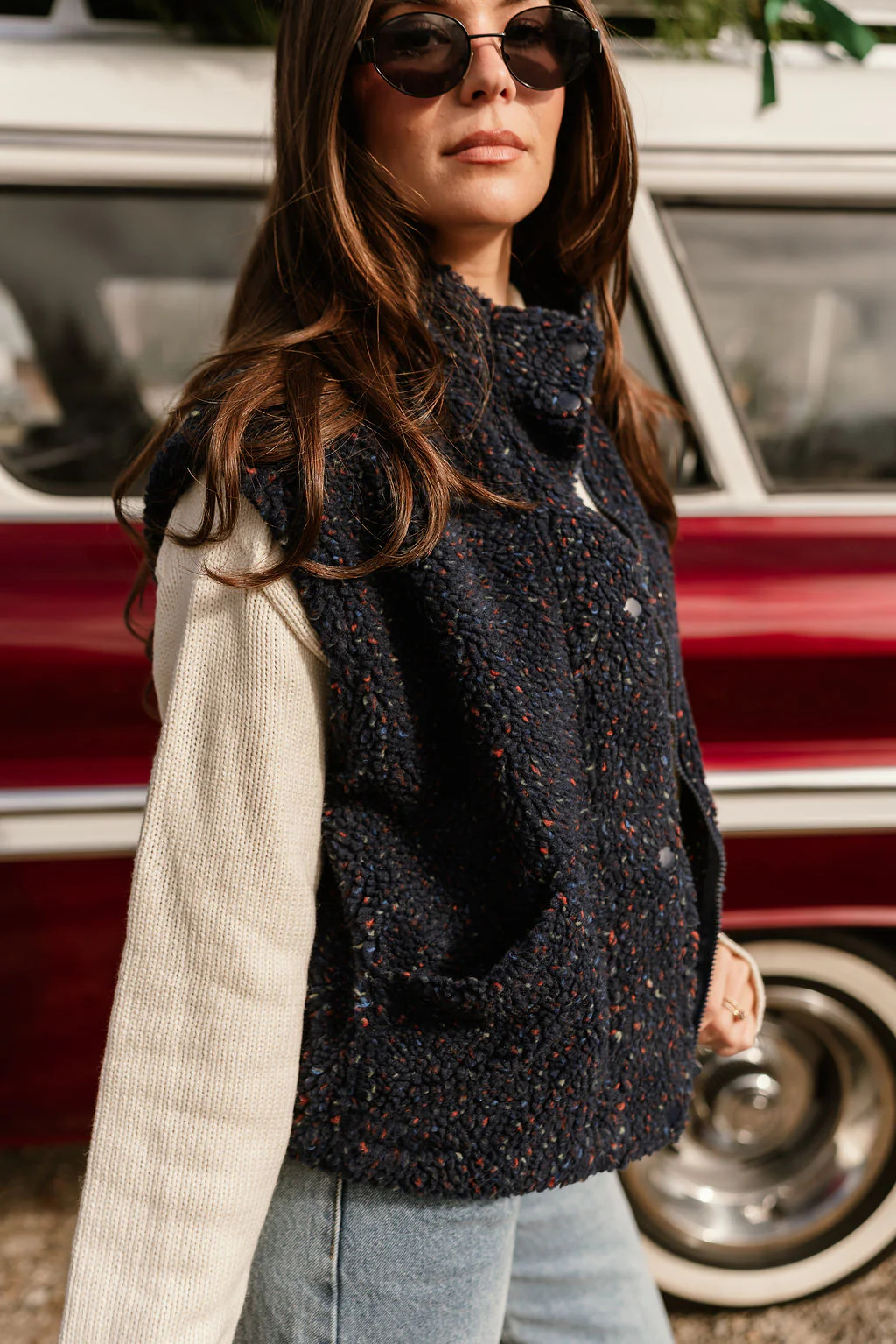 Dakota Navy Multi Sherpa Vest - Image 3