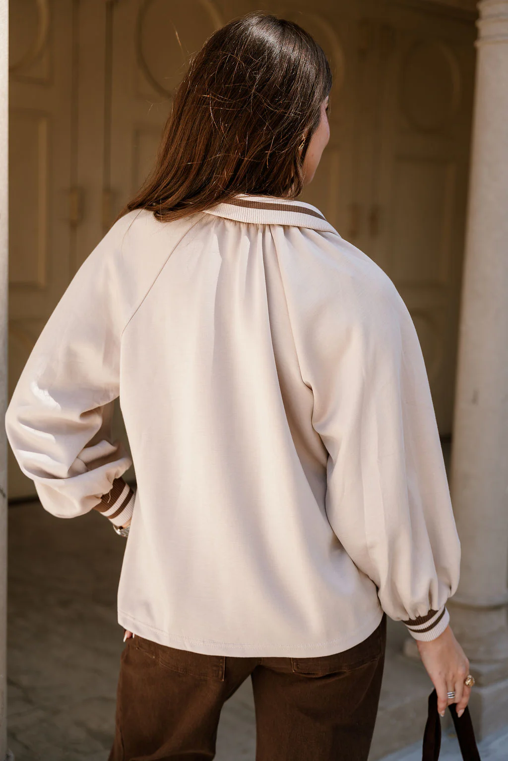 Dalia Beige Quarter Zip-Up Top - Image 4