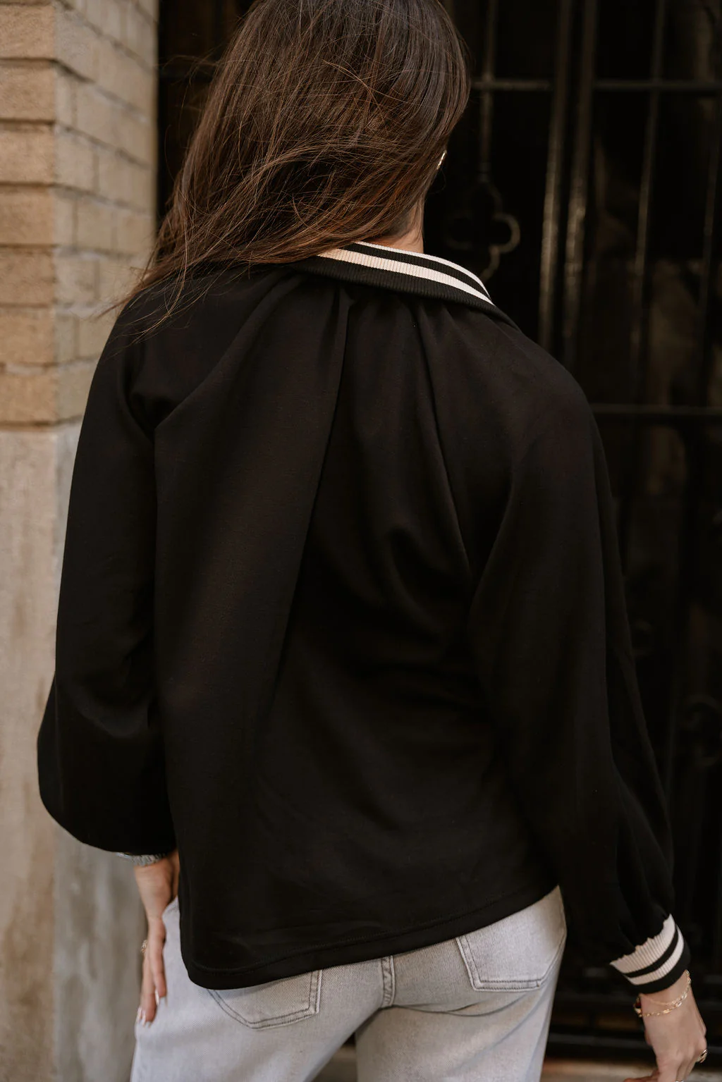 Dalia Black Quarter Zip-Up Top - Image 4
