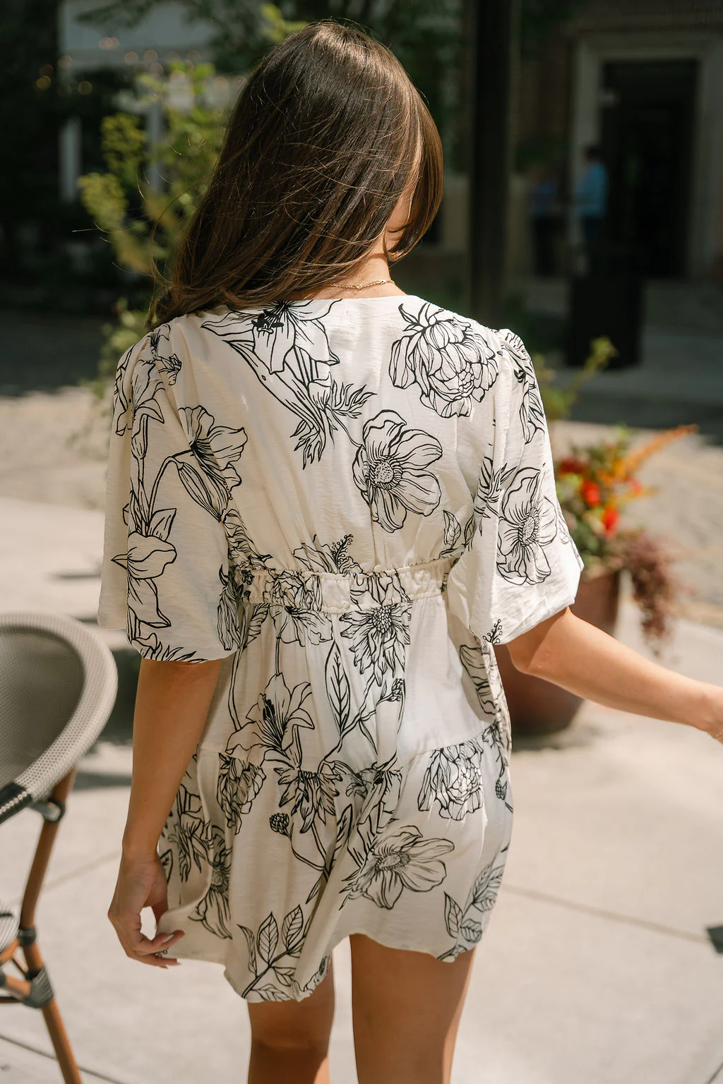 Dalia Ivory & Black Floral Mini Dress - Image 4