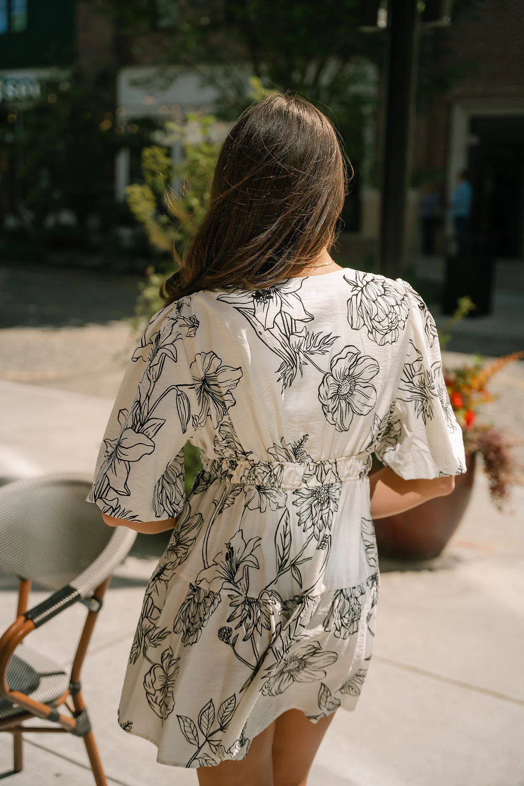 Dalia Ivory & Black Floral Mini Dress - Image 8