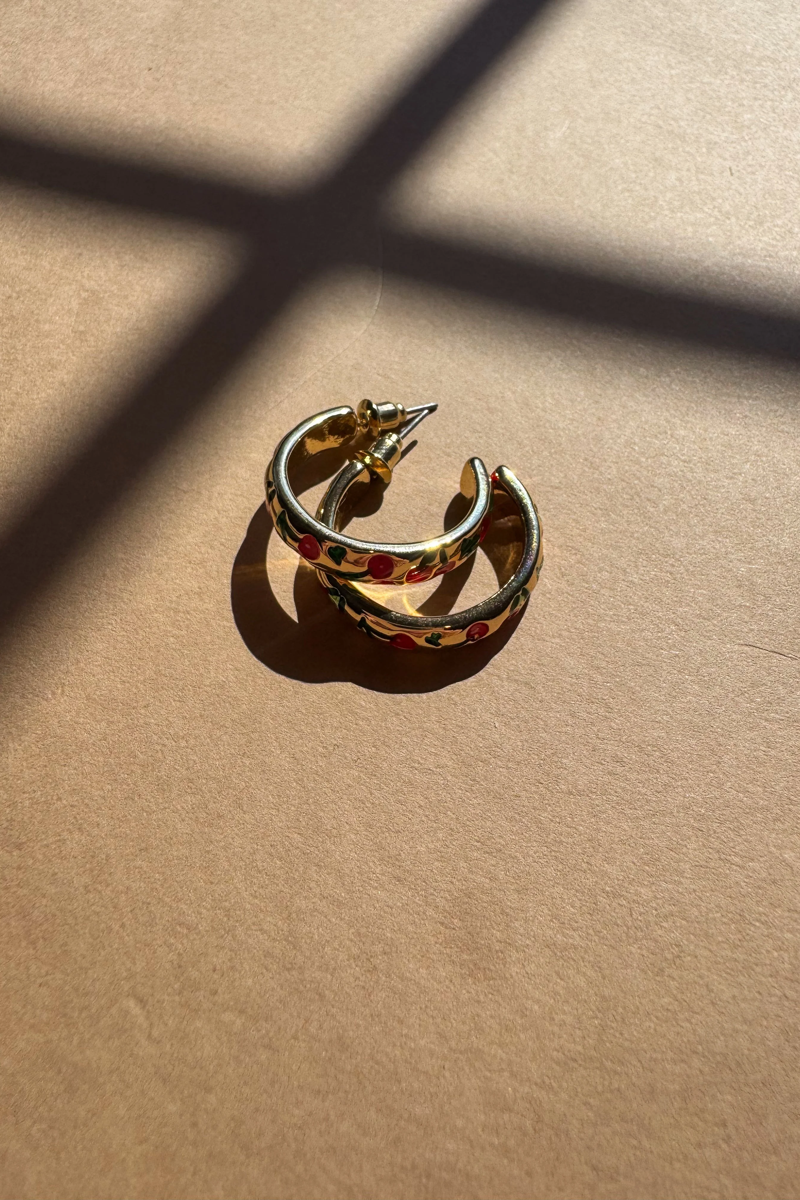 Dana Gold Cherry Hoop Earrings - Image 2