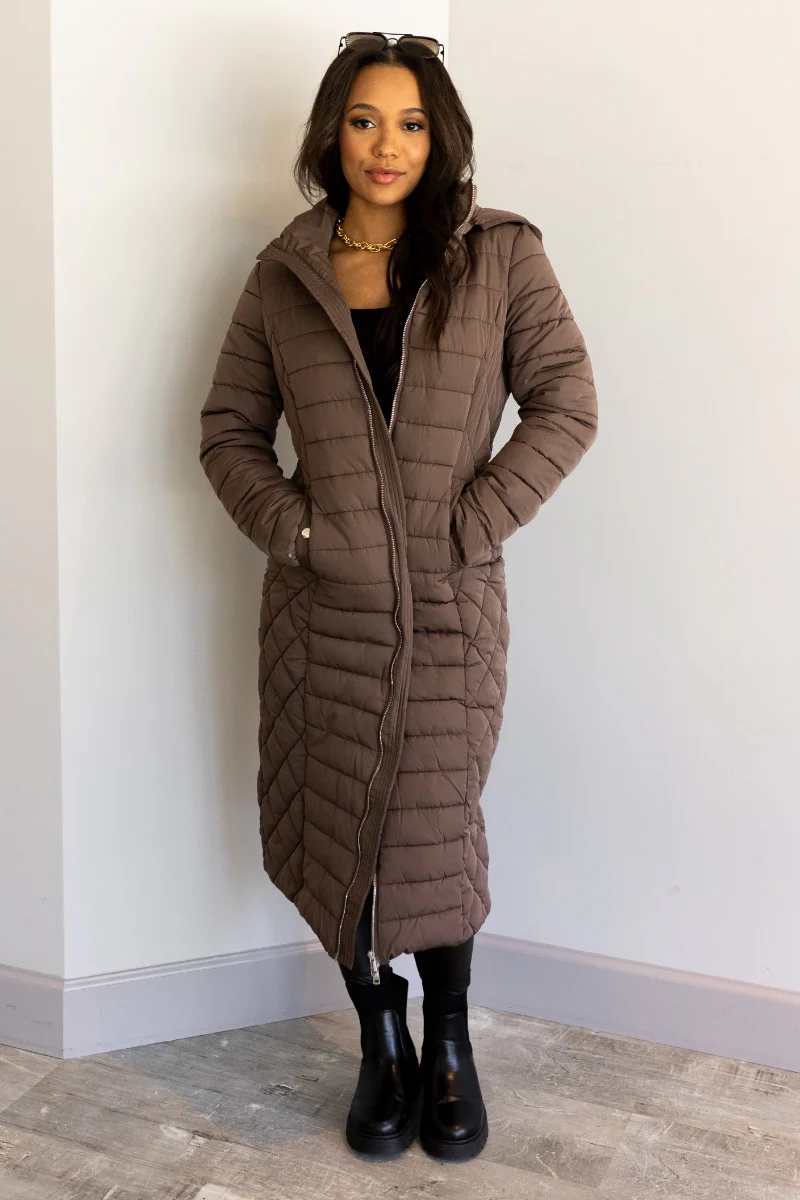 Dani Brown Longline Puffer Jacket