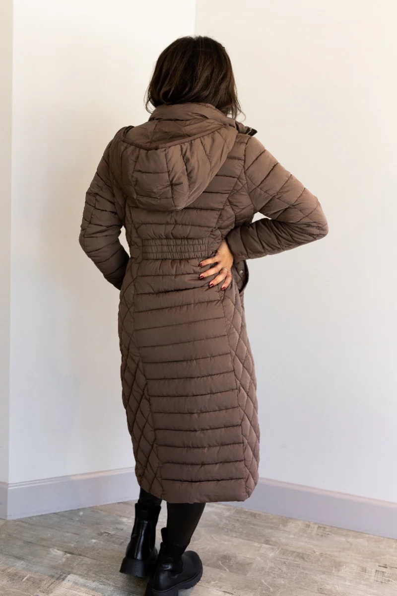 Dani Brown Longline Puffer Jacket - Image 6