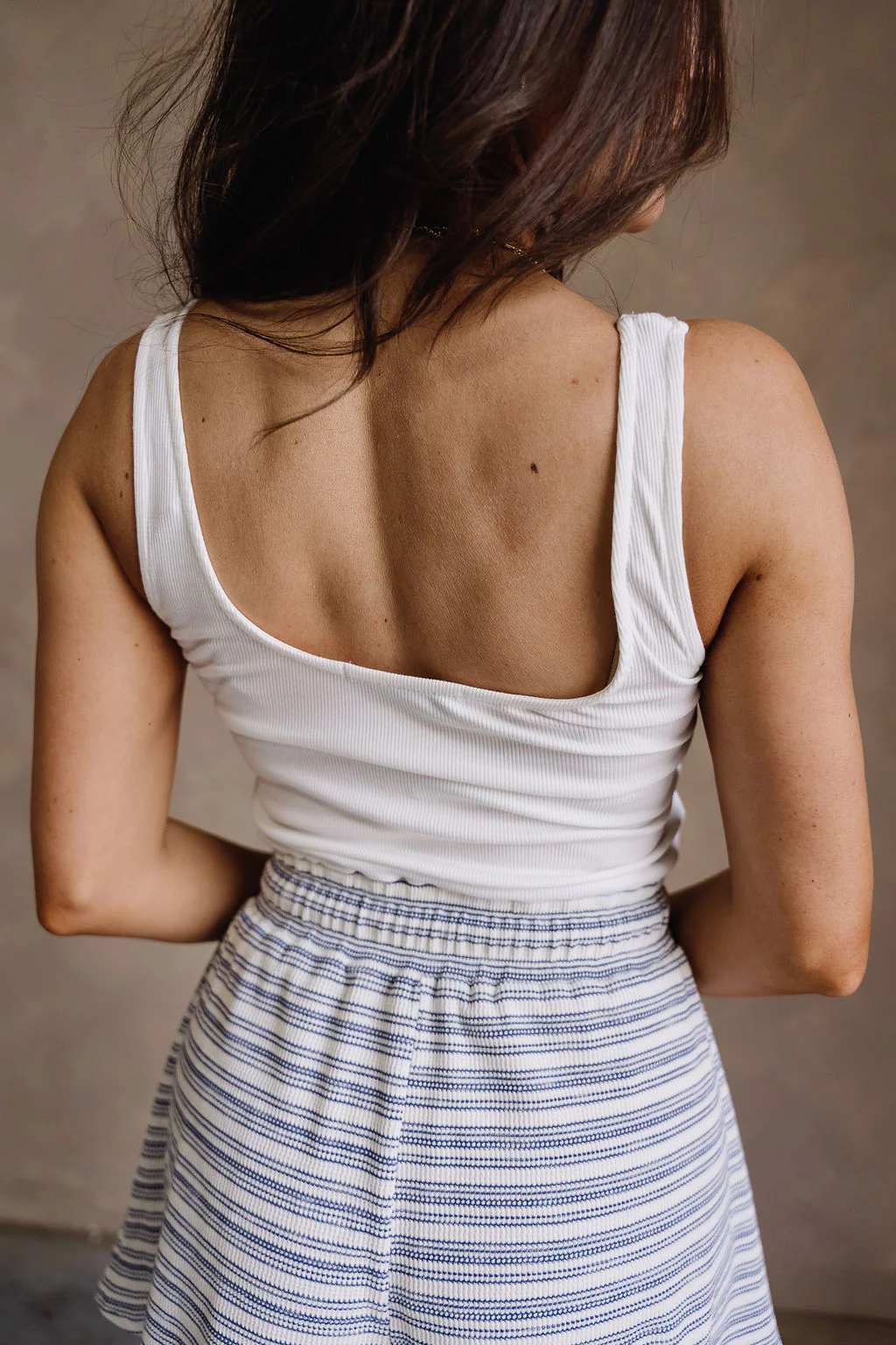 Daniela White & Blue Stripe Sleeveless Romper - Image 8