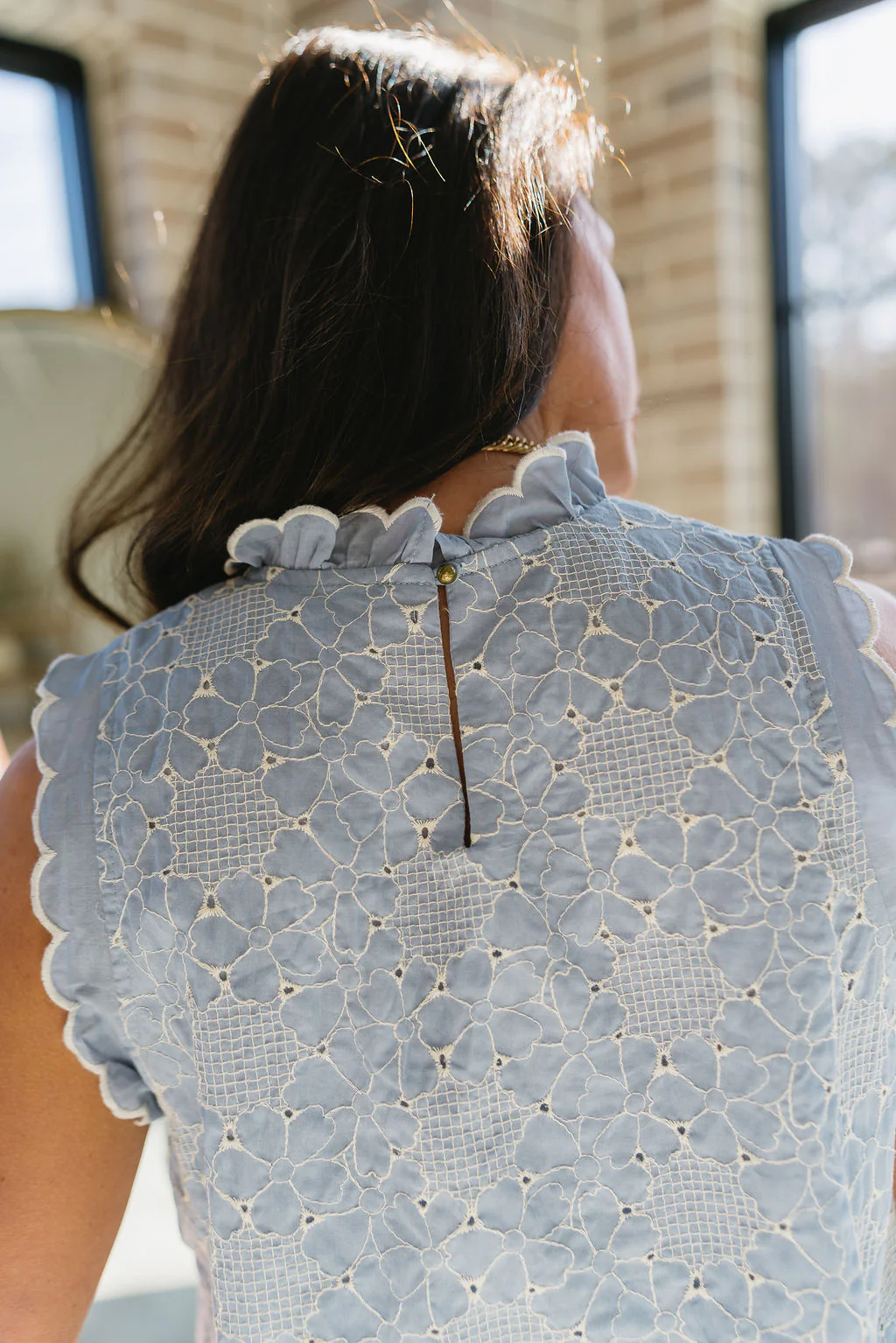 Danielle Light Blue & White Floral Tank - Image 3