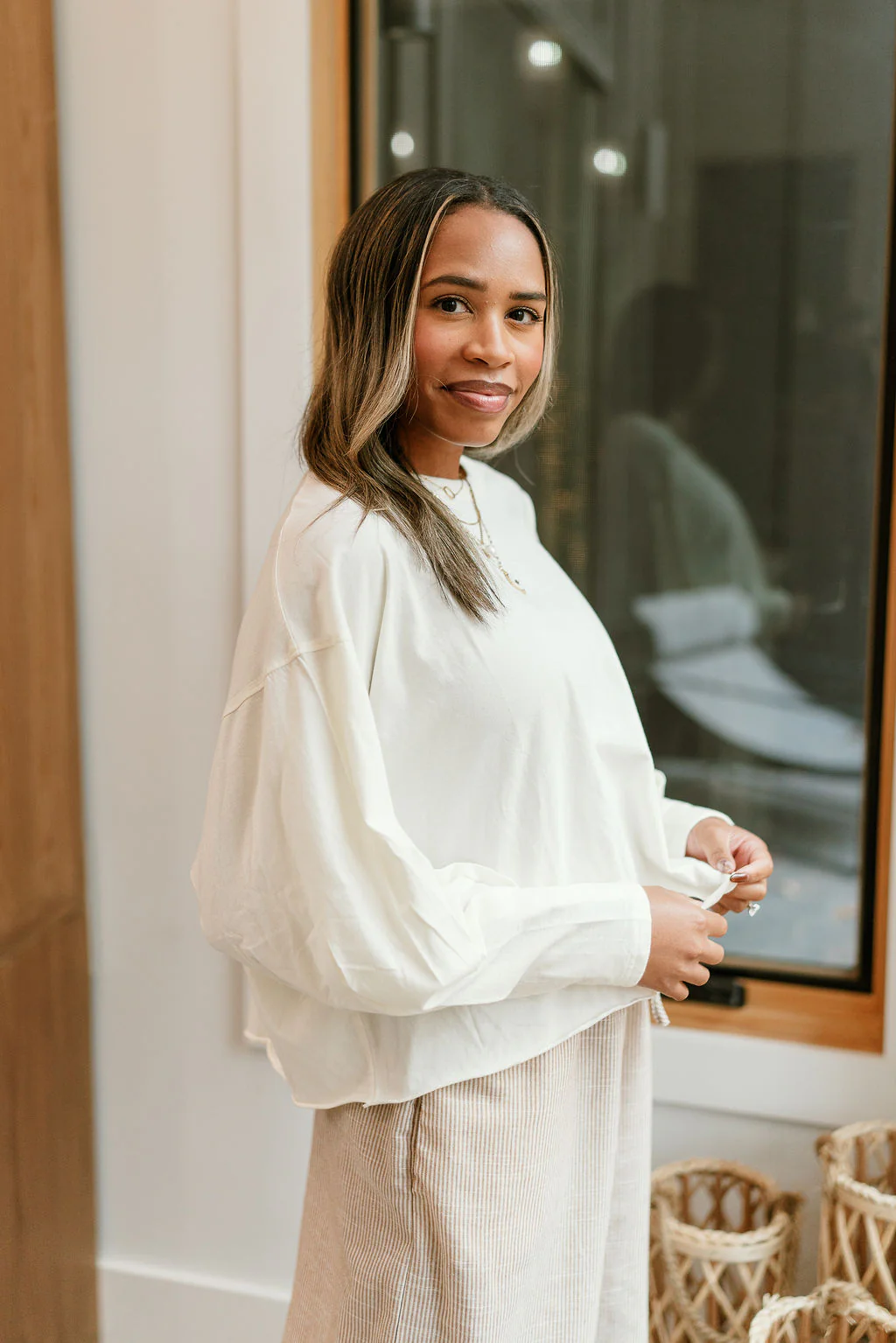 Danielle Washed Cream Cropped Tee - Image 3