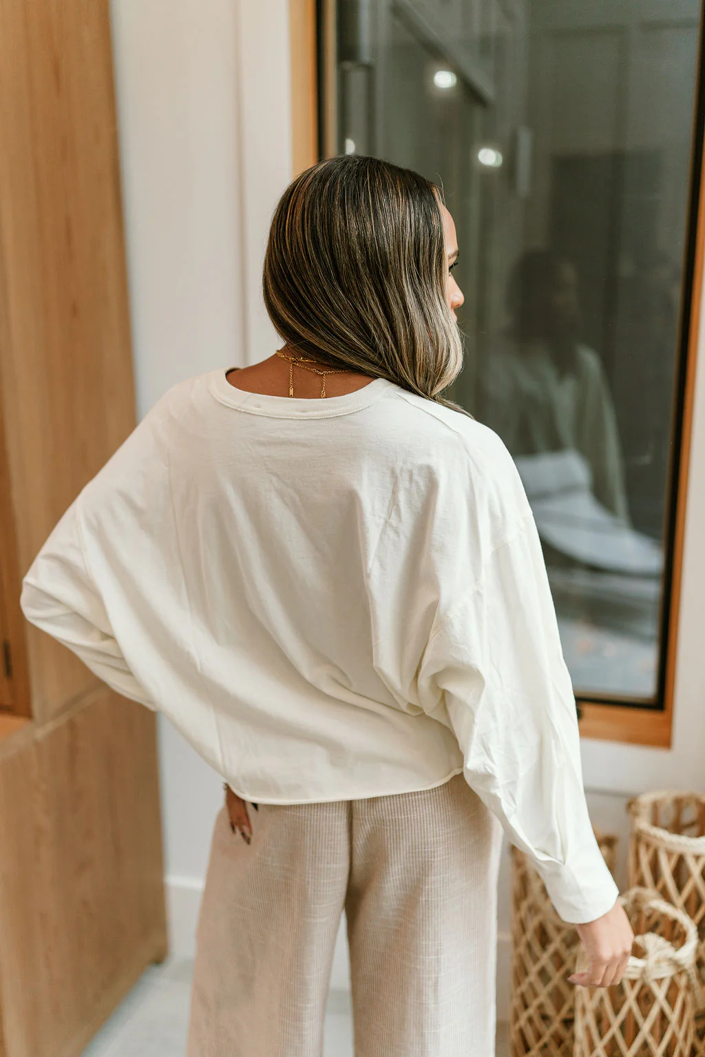 Danielle Washed Cream Cropped Tee - Image 5