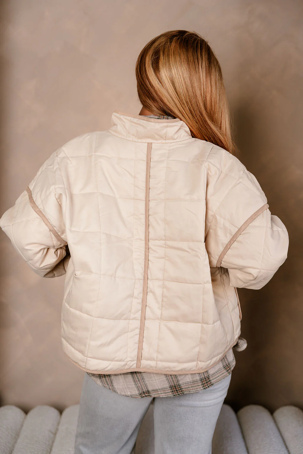 Danna Beige Quilt Puffer Jacket - Image 4