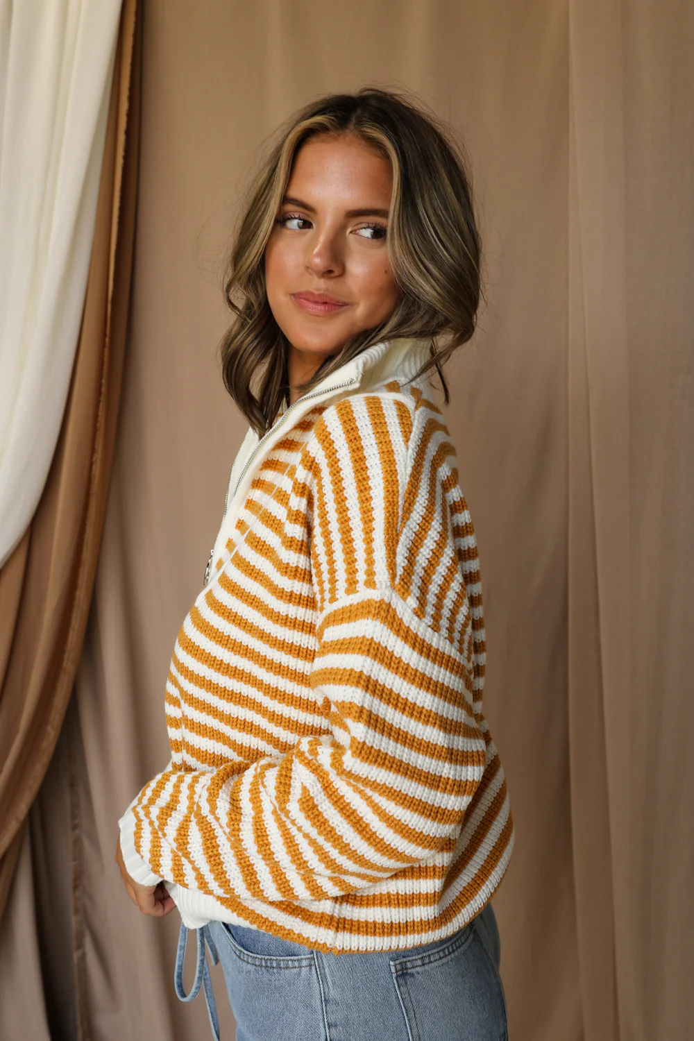 Darcy Striped Quarter-Zip Sweater - Image 14