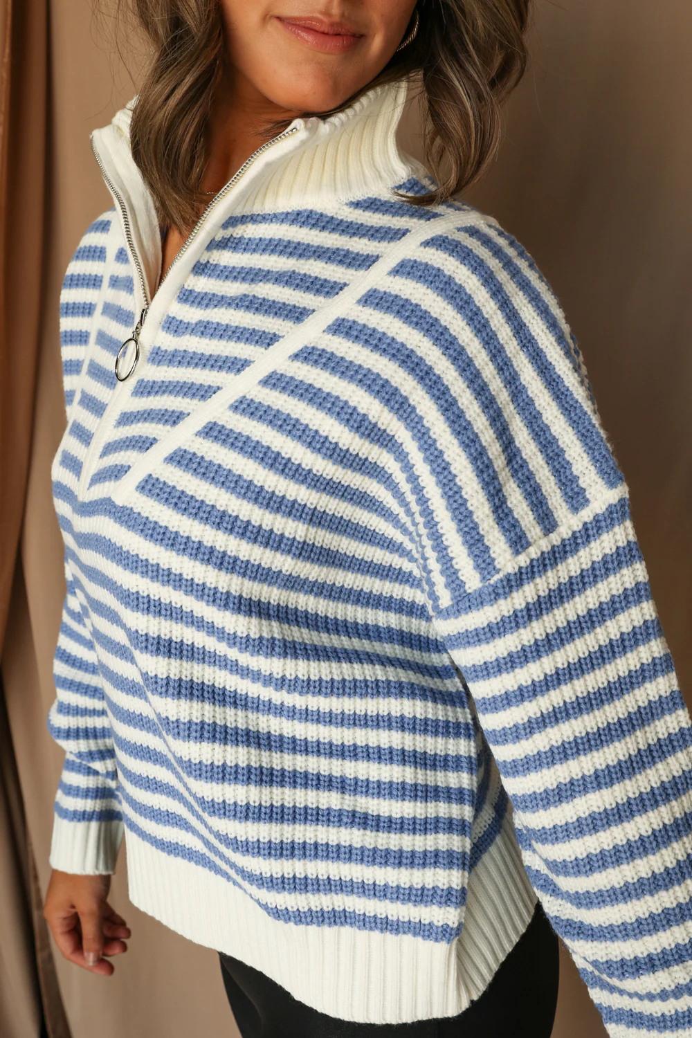 Darcy Striped Quarter-Zip Sweater - Image 4